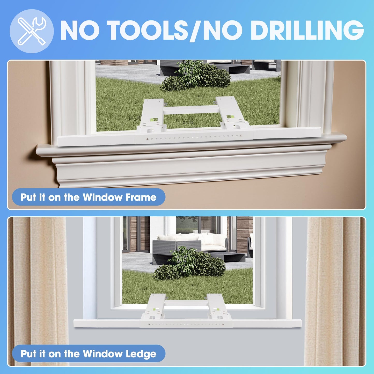 getlstub Air Conditioner Support Bracket, Adjustable Window AC Bracket, No Drilling, Heavy Steel Air Conditioner Stand Fit Most Single and Double-Hung Windows, Hold Up to 220lbs