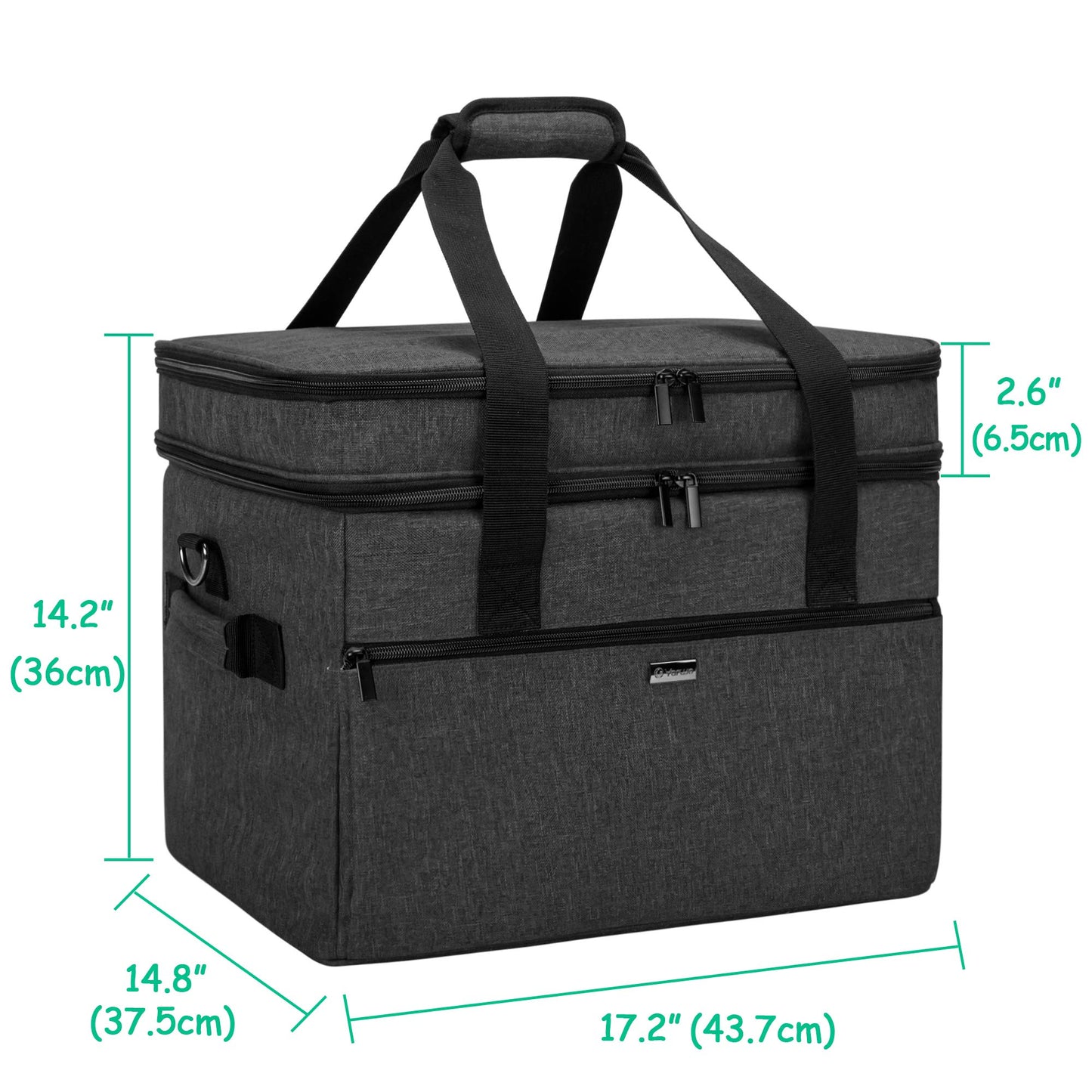 YARWO Slow Cooker Bag Compatible with Crock-Pot/Hamilton Beach 8-10 Quart, Double Layers Slow Cooker Travel Carrier Case for Kitchen Appliance and Accessories, Black (Bag Only)