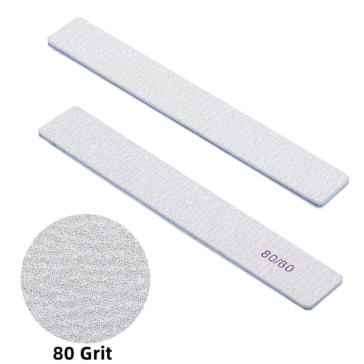 100 Count 80/80 Grit Rectangle Nail Files Reusable Coarse Nail File Double Sided Emery Boards Manicure Tools for Acrylic Nails