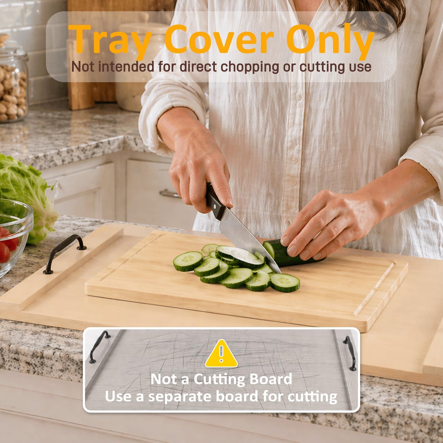 Sevenjungle Noodle Board Stove Cover, Wooden Stovetop Cover with Non-Slip Feet, Handle & Raised Lip, Extra Counter Space for Kitchen (29.5” x 22” Natutal)