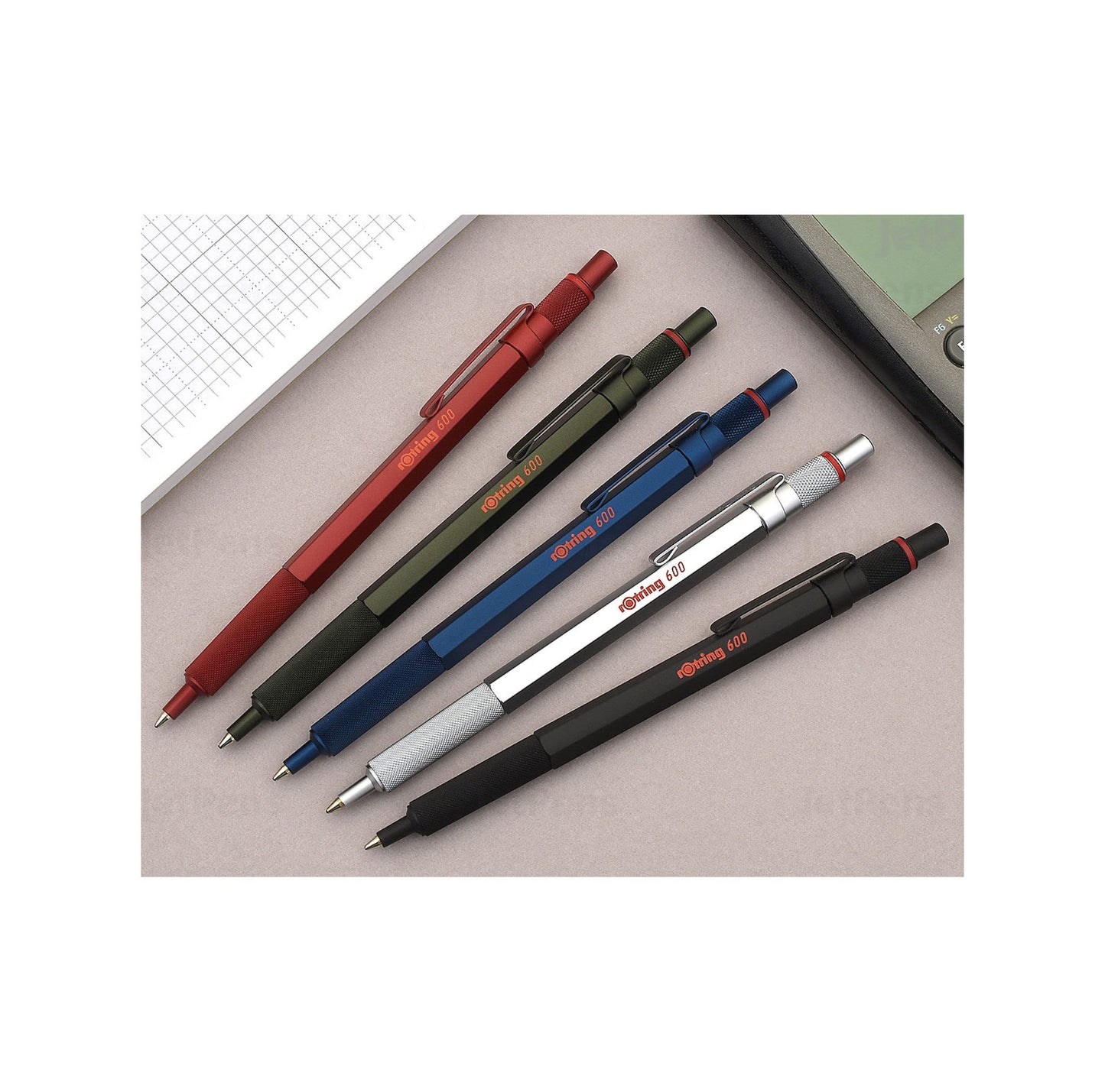 rOtring 600 Ballpoint Pen Medium Point Black Ink Silver Metal Barrel Refillable