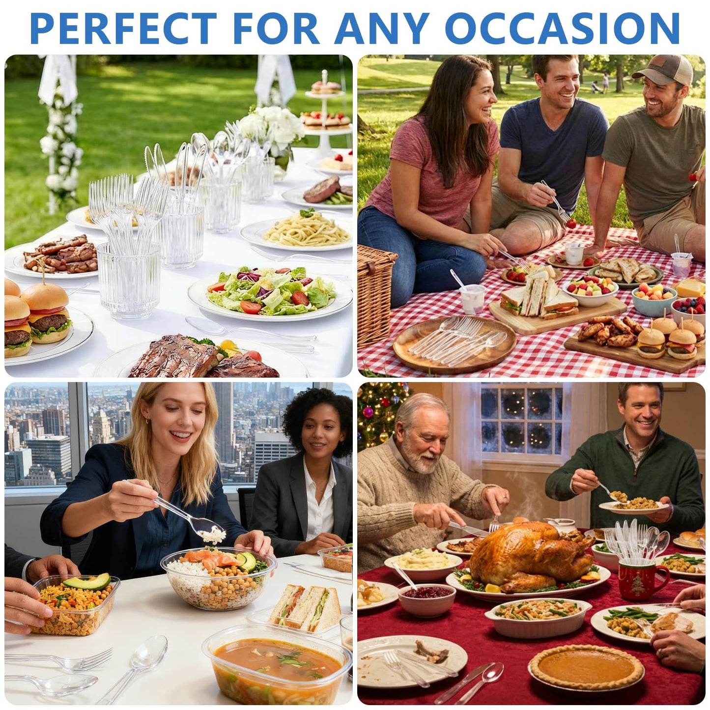 SACATR 1000 Count Heavy Duty Clear Plastic Spoons,BPA-Free,Heat Resistant Disposable Plastic Spoons Bulk, Solid Durable Premium Cutlery for Parties, Events and Everyday Use