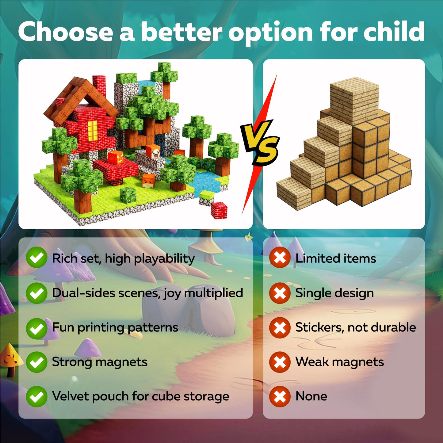 Magnetic Blocks Cubes 128PCS - STEM Cube Building Blocks & Magnet Cubes, Fidget, Montessori for Kids Ages 3-5 & 5-7 & 8-12, Magnetic Kit Cubes, Construction Magnet Toys Blocks Birthday Gifts