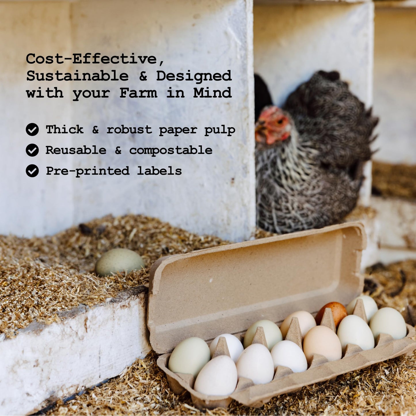 PTCOM Hatortempt Bulk Egg Cartons - 24-Pack, Reusable 12-Count Basket - Recycled Paper Pulp Protection & Ventilation - Fits Small to XL Sizes - Dozen Egg Carton Basket