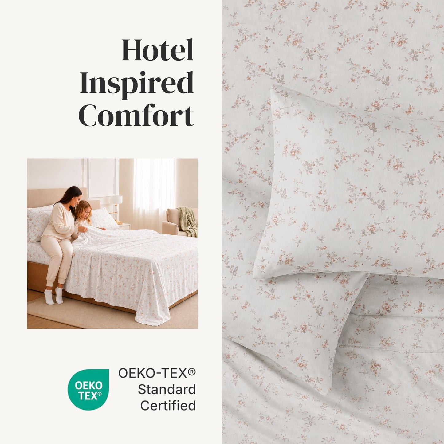 Modern Threads Silky Soft Microfiber and Wrinkle Free Sheets - Luxurious Microfiber Bed Sheets Includes Flat Sheet, Fitted Sheet with Deep Pockets, & Pillowcases Kashmir Rose Clay, Queen