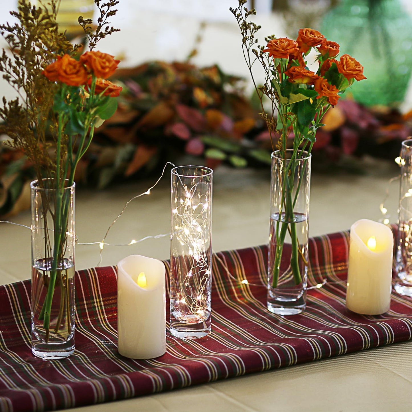 Glass Cylinder Bud Vases for Centerpieces, Set of 12 Clear Small vases,Handmade Slim Flower Vases Wedding Table Decor for Single Rose vases Bulk, Home Aesthetic Desk Decor, Party Decorations,7.5"