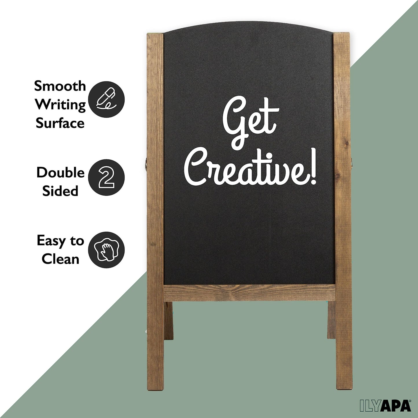 Ilyapa Wooden A-Frame Chalkboard Sidewalk Signs with Rounded Top - 20 x 40 Inches Barnwood Chalkboard - Sturdy Freestanding 20x40 Menu Display Board