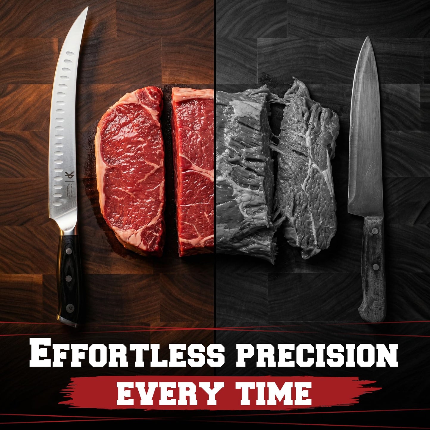 KITCHEN PERFECTION 10” Butcher Knife for Meat Cutting & Trimming-Ultra Sharp Cimeter Breaking Carving Knife with Sheath- Premium German Steel,Full Tang Ergonomic Handle -Perfect Grilling Gifts for Men