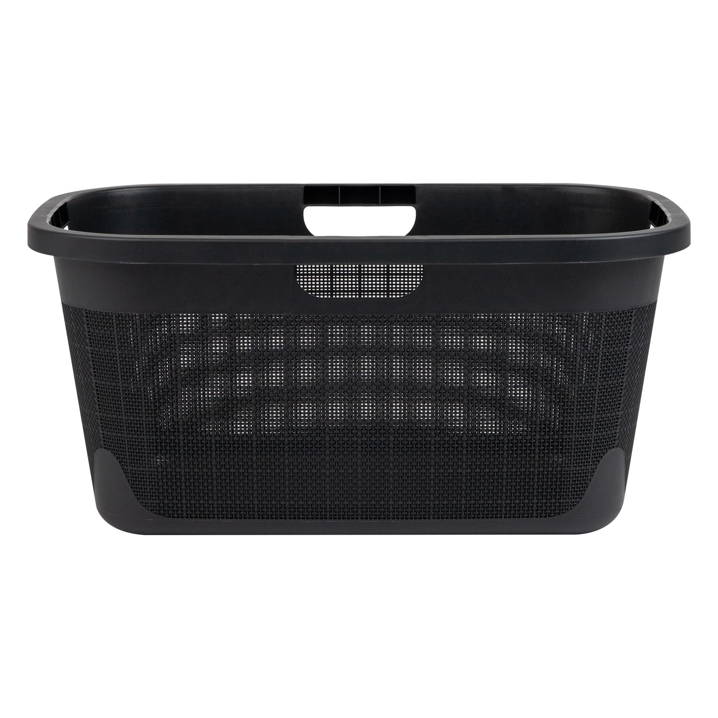 Mind Reader 40L Laundry Basket, Linen Design Clothes Hamper, Plastic Storage Bin with Handles, Black
