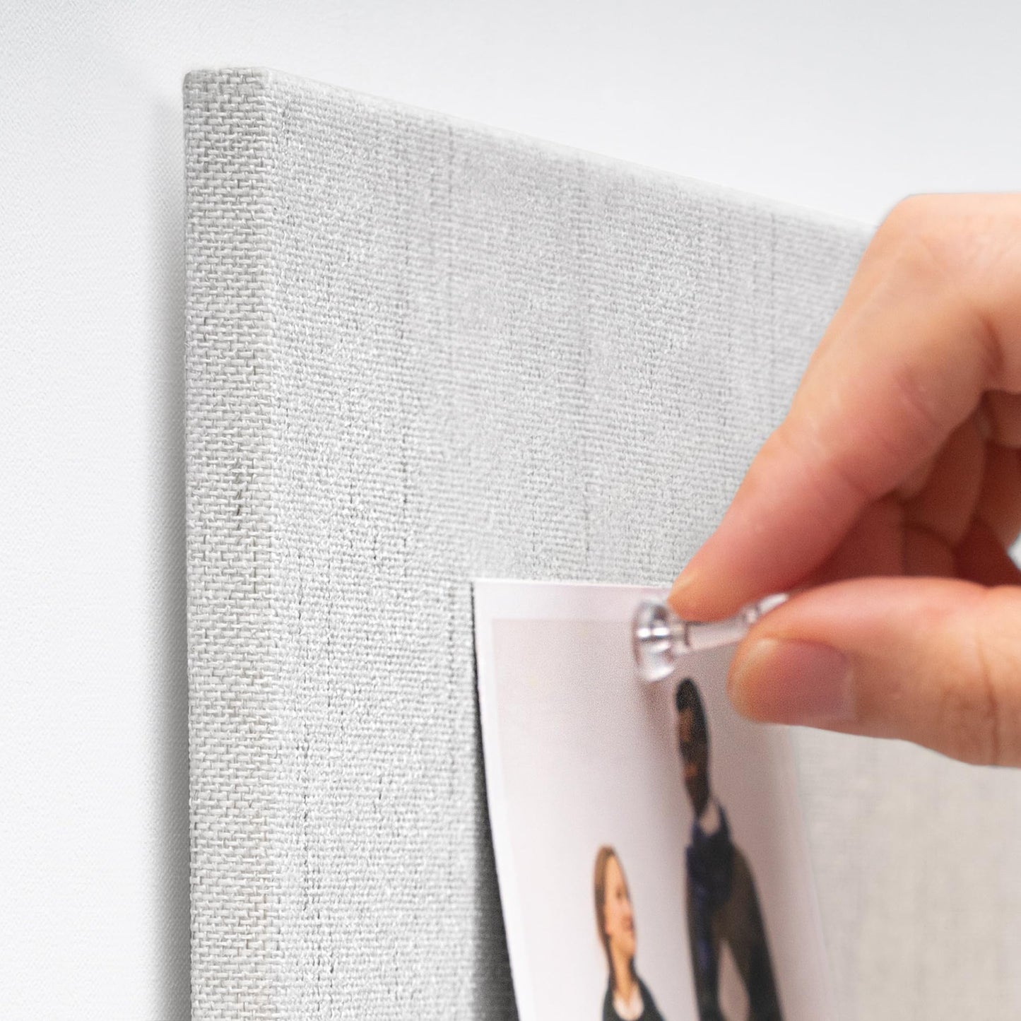 Lightomorrow Bulletin Board 36 x 24 inches, 3' x 2' Linen Board for Wall, Decorative Fabric Pin Board with Safe Removable Adhesive Tapes for Home and Office, Includes 20 Push Pins-Gray Stripes
