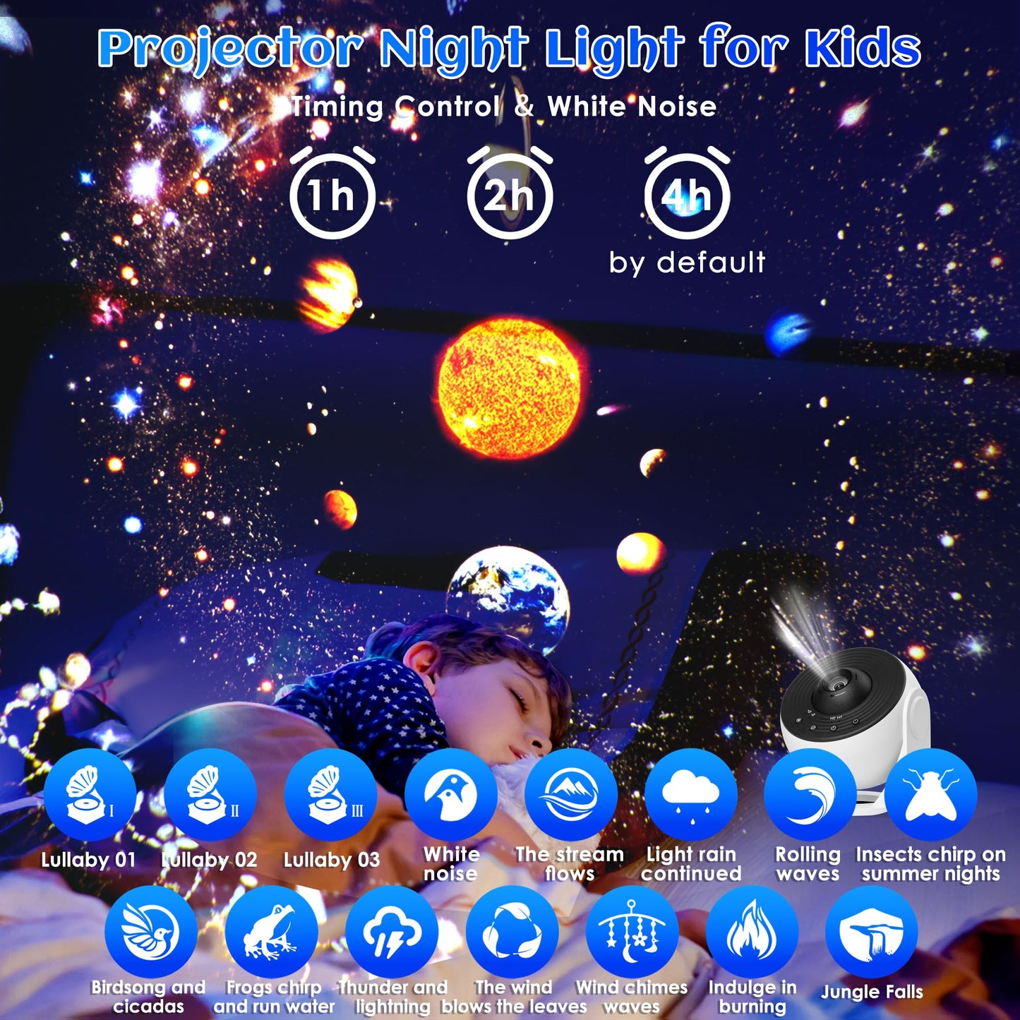 Galaxy Projector for Bedroom Pro Version, HD 12 in 1 Film Discs Star Projector Galaxy Light, Planetarium Projector with Timer, White Noise, 360 ° Rotation, Bluetooth, Remote Control