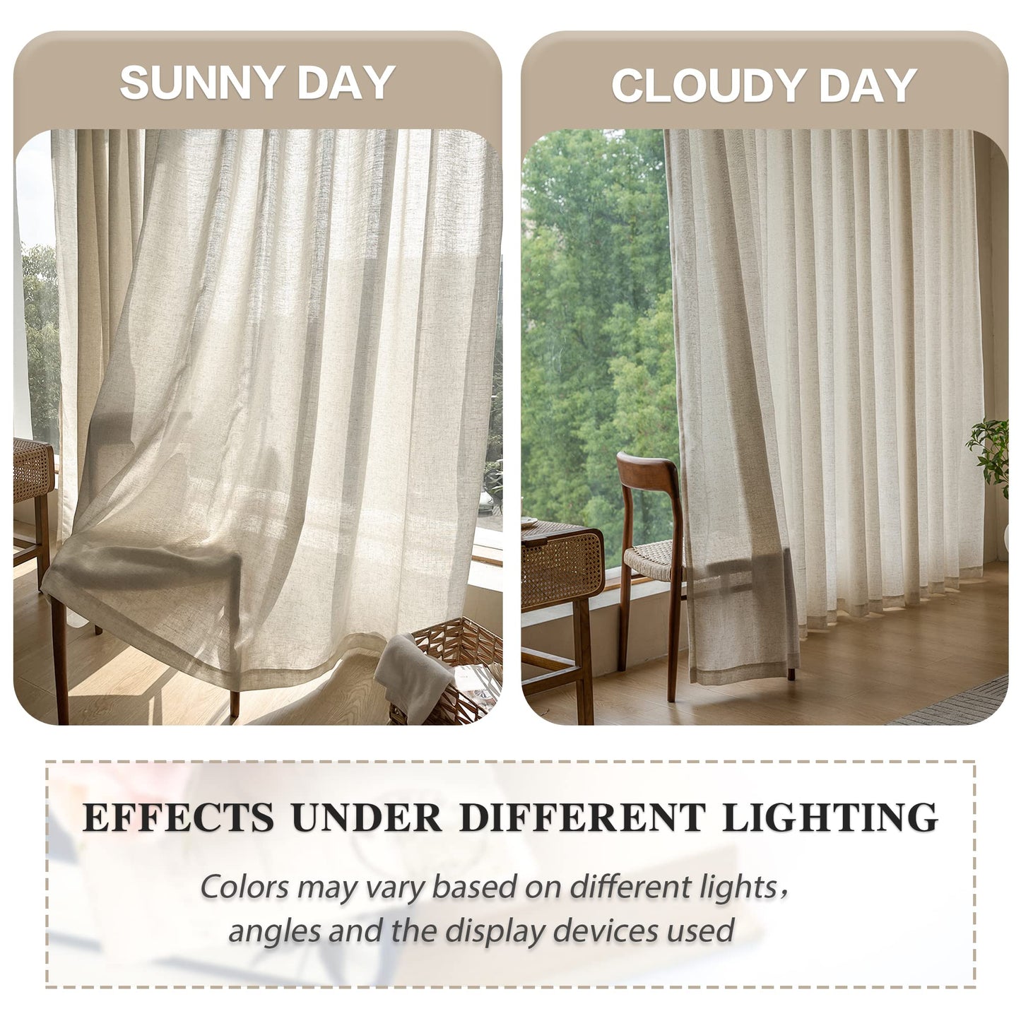 MAIHER 100 Inch Wide Pinch Pleated Curtains, Light Filtering Linen Texture Semi Sheer Curtains 96 Inches Long for Living Room Soft Drapery Pinch Pleat Drapes with Hooks 1 Panel, 100 W x 96 L