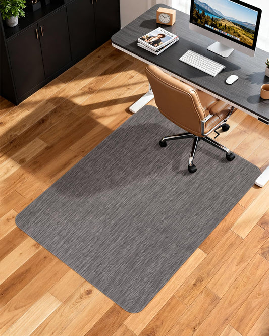 Soimeat Office Chair Mat for Hardwood Floor, 35.4" x 47.2" Non-Slip Desk Computer Chair Mat, PVC Floor Mat for Rolling Chair, Heavy Duty Wood/Tile Floor Protector Desk Rug for Home, Dark Grey