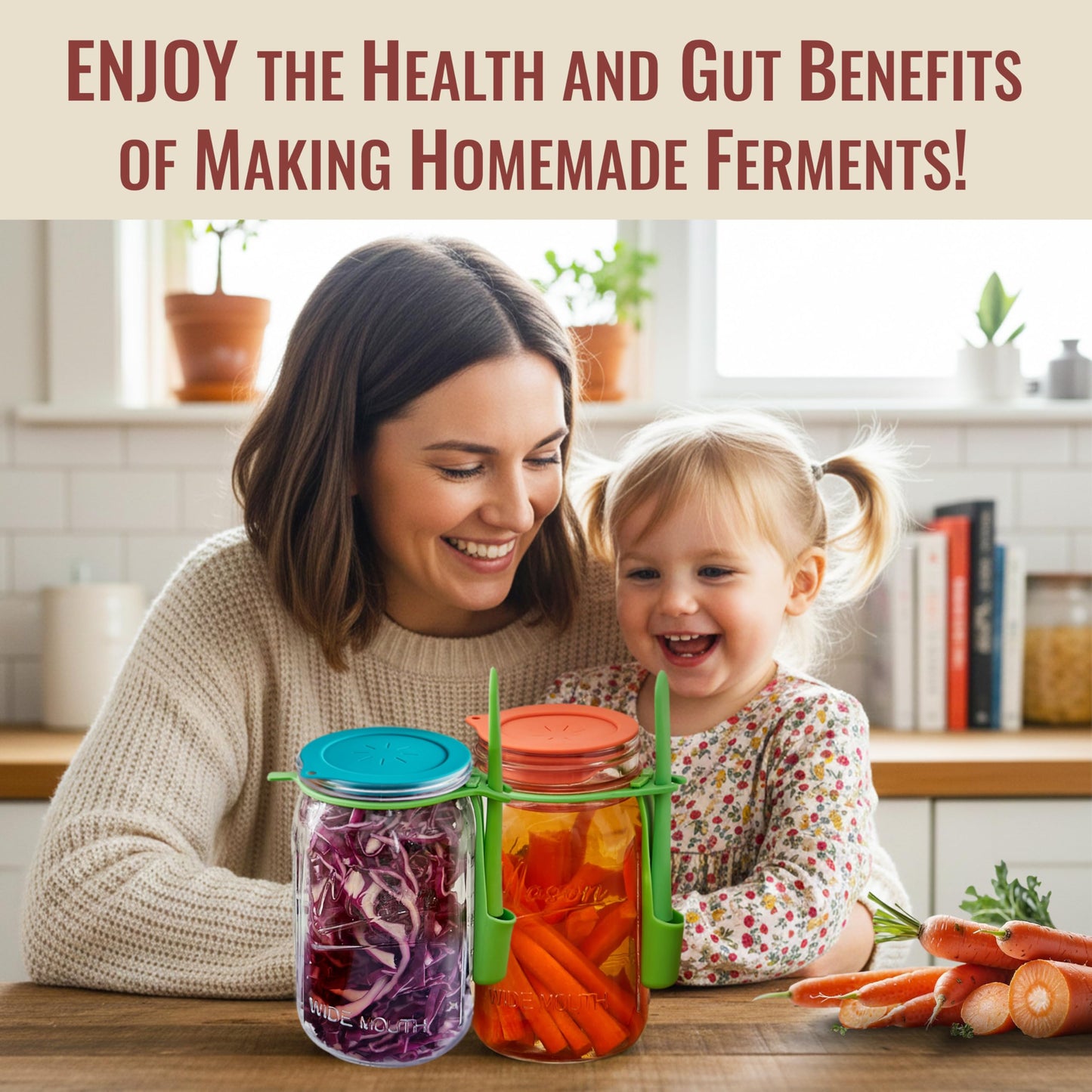Master Fermentation Kit for Wide Mouth Mason Jar by The Amish Chef - Pickle Kit, Kimchi, Sauerkraut Making Kit - Fermentation Airlock Lids