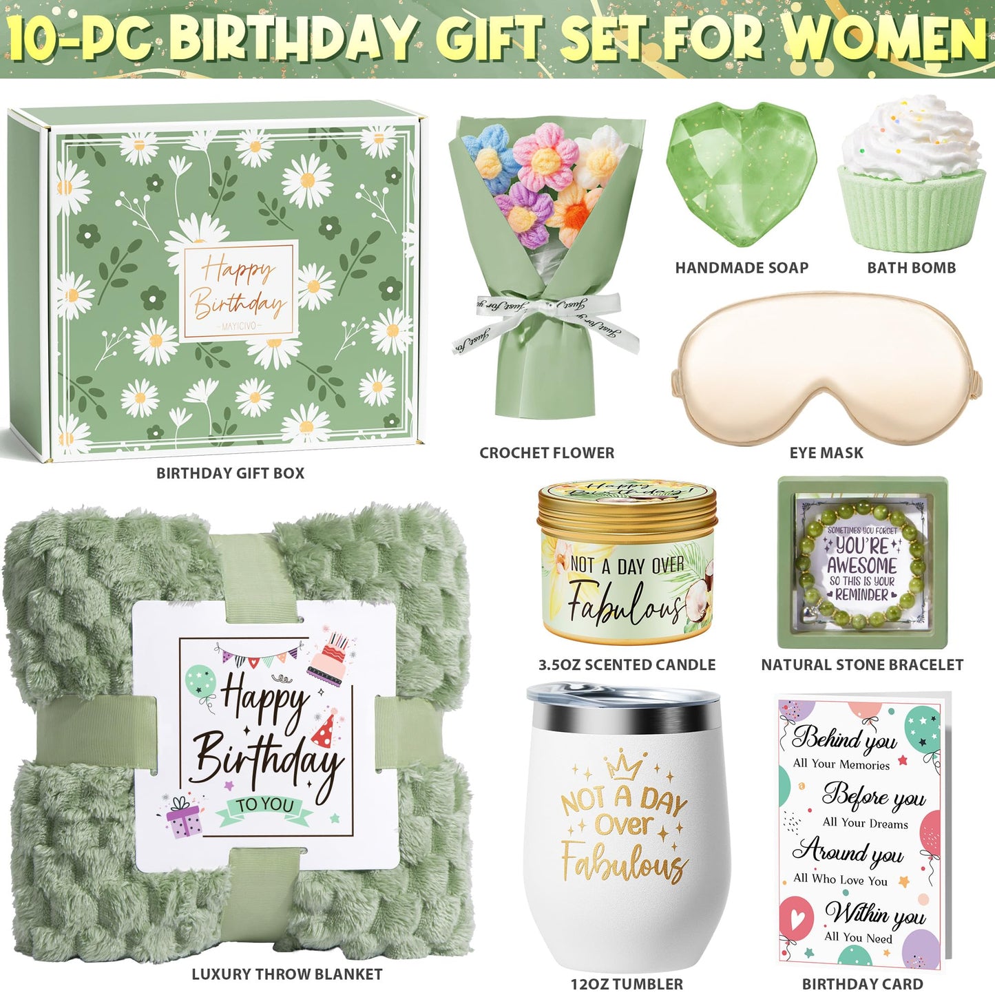 Birthday Gifts for Women Friendship, Unique Happy Birthday Gifts Basket for Mom Her Best Friend Sister Wife Girlfriend Coworker, Luxury Self Care Box Vanilla Coconut Relaxing Spa Gifts Set w/Blanket