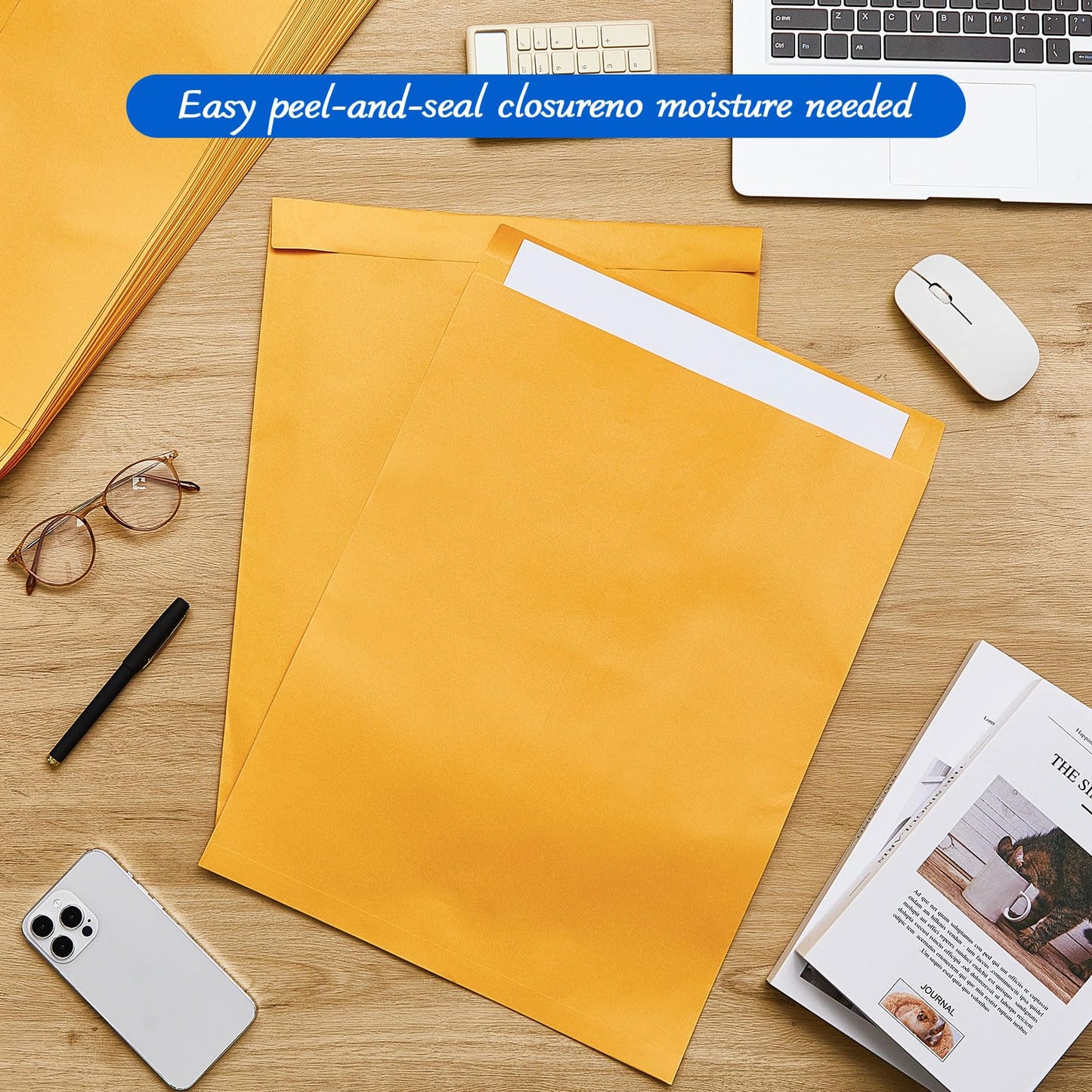 Motipuns 50 Pcs 12'' x 16'' Extra Large Mailing Envelopes 32lb with Gummed Flaps, Catalog Jumbo Craft Envelopes for Mailing, Storage and Organizing Documents Office Supplies(Yellow)