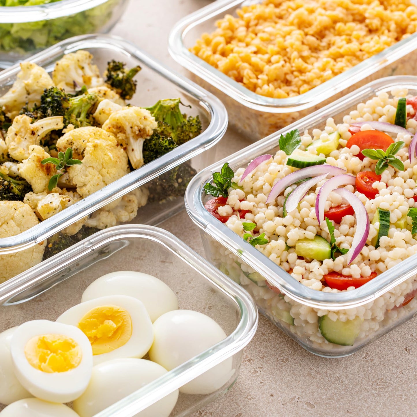 Freshware Glass Storage Containers with Lids, 24 Pieces, 12 Containers with 12 Lids, Glass Meal Prep Container for Lunch, Food Storage Containers, Leak Proof, Freezer Safe, Gray