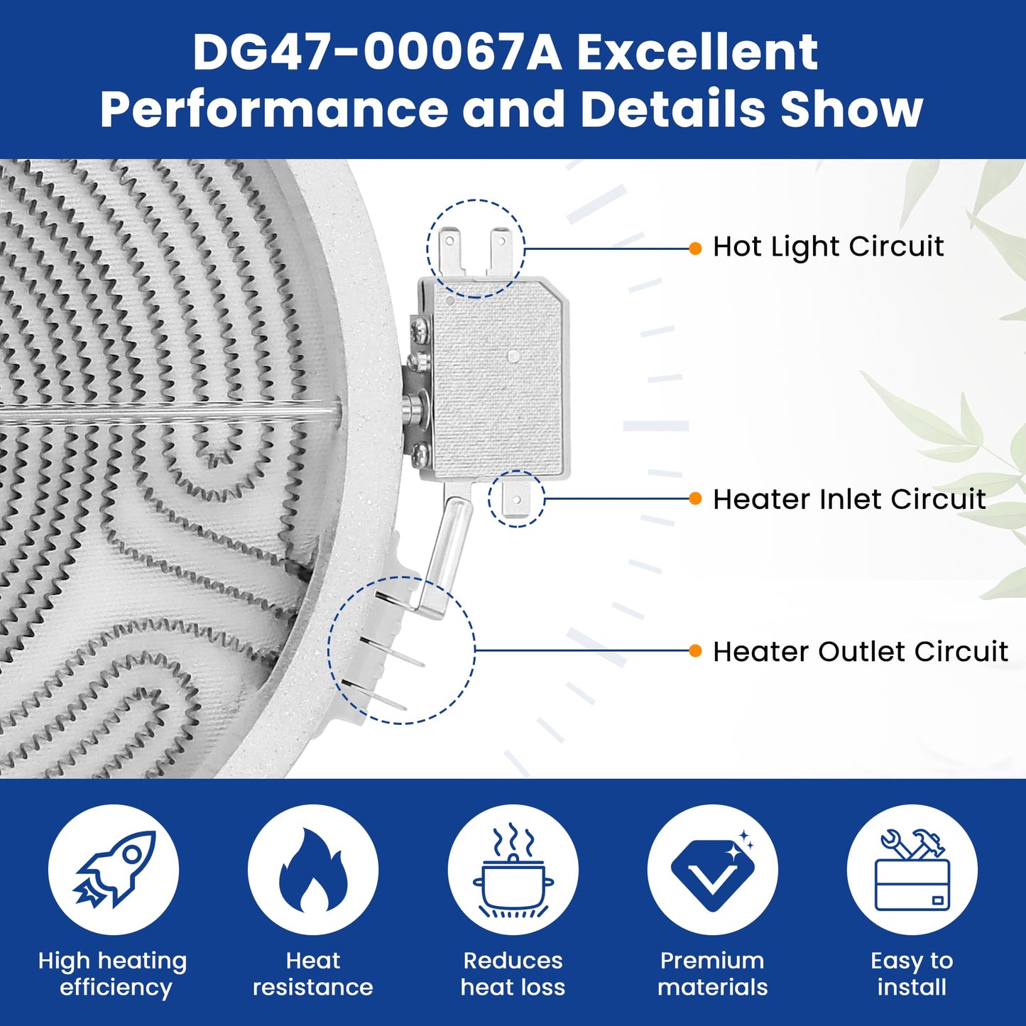 Upgrade MEE62385201 DG47-00067A 10 In Dual Radiant Surface Element Replacement Fit For L-G Electric Ranges - Range For Sam-sung stove - Replace MEE62385201 4010990,AP5967646,PS11720672 by AMI PARTS