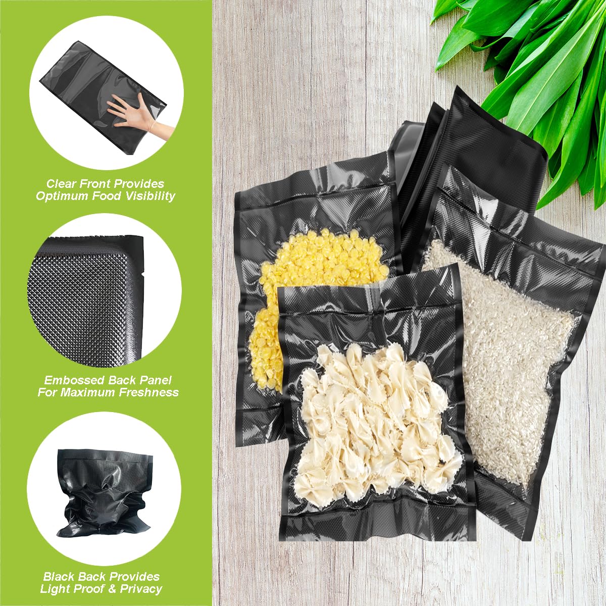 EDYCARX 11" x 50' (Total 100 Feet) Vacuum Seal Bags Black and Clear, Vacuum Sealer Bags for Food Storage, Heavy Duty Commercial Grade 5 Mil Vacuum Bags, 2 Rolls