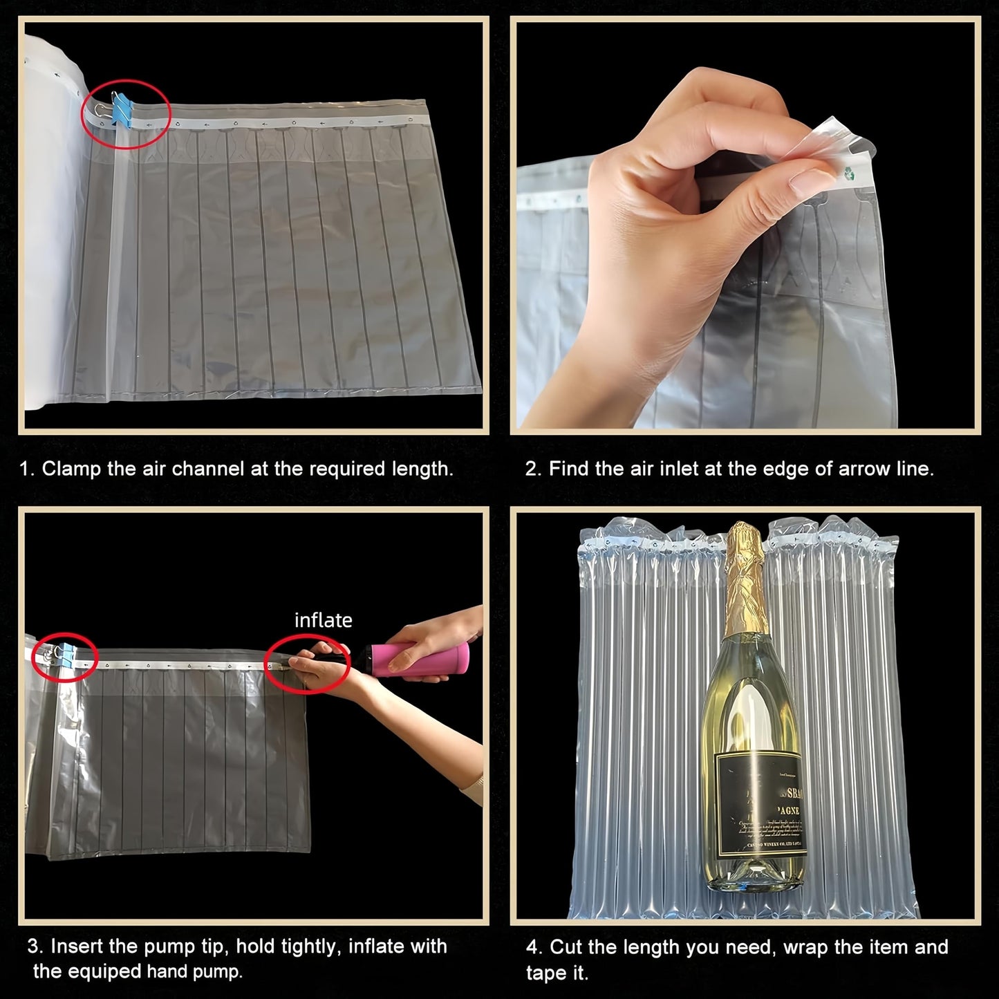 Hijelyn Large Bubble Cushioning Wrap for Packing 15.75inch*164feet Inflatable Air Pillows for Shipping & Moving Fragile Items Heavy Duty Wine Packaging Glass Bottle Packing Material with Pump, 55um