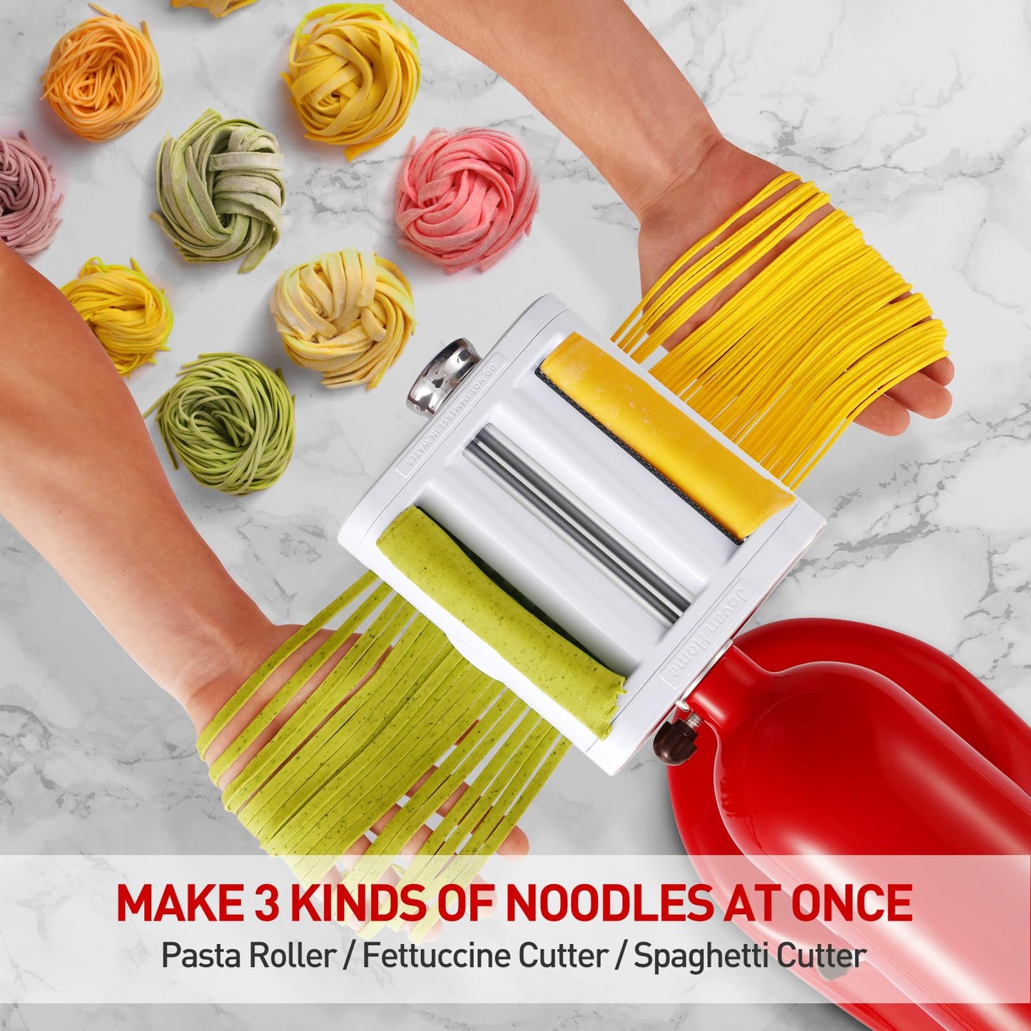 Jovan Home Pasta Maker Attachment 3 in 1 Set for KitchenAid Stand Mixers Included Pasta Sheet Roller, Spaghetti Cutter, Fettuccine Cutter Maker Accessories