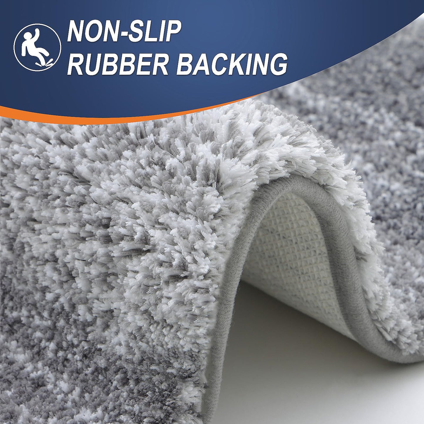 OLANLY Bathroom Rug Mat 70x24, Extra Soft and Absorbent Microfiber Bath Rugs, Non-Slip Plush Shaggy Bath Carpet Runner, Machine Wash Dry, Bath Mats for Bathroom Floor, Tub and Shower, Grey