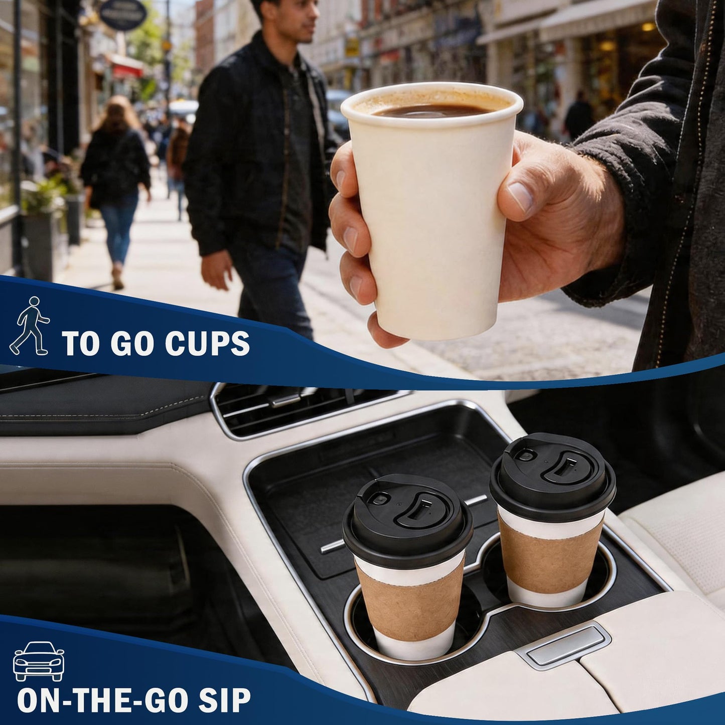 MOUMOULIFE Disposable Paper Coffee Cups 12 oz 500 Count Bulk, Leak-Proof White Paper Cups for Hot & Cold Beverages, Ideal for Party, Office, Home, Travel