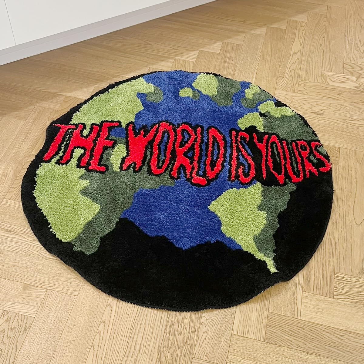 LAKEA Earth Round Mat Bathroom Mat Anti-Slip Soft Cushion Pad Bedside Carpet Rug Floor Bedroom Doormat Aesthetic Home Room Decor (35.4X35.4 inch)