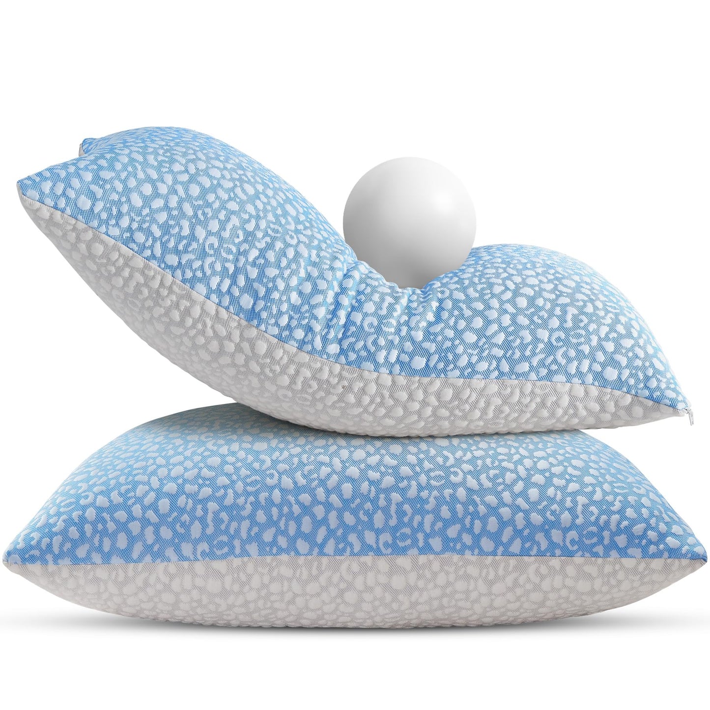 HKYLRAN Firm Memory Foam Bed Pillows King Size Set of 2,Adjustable Cooling Side Sleeper Pillow,Hotel Collection Breathable Support, Washable Cover with Zipper,Home Gifts