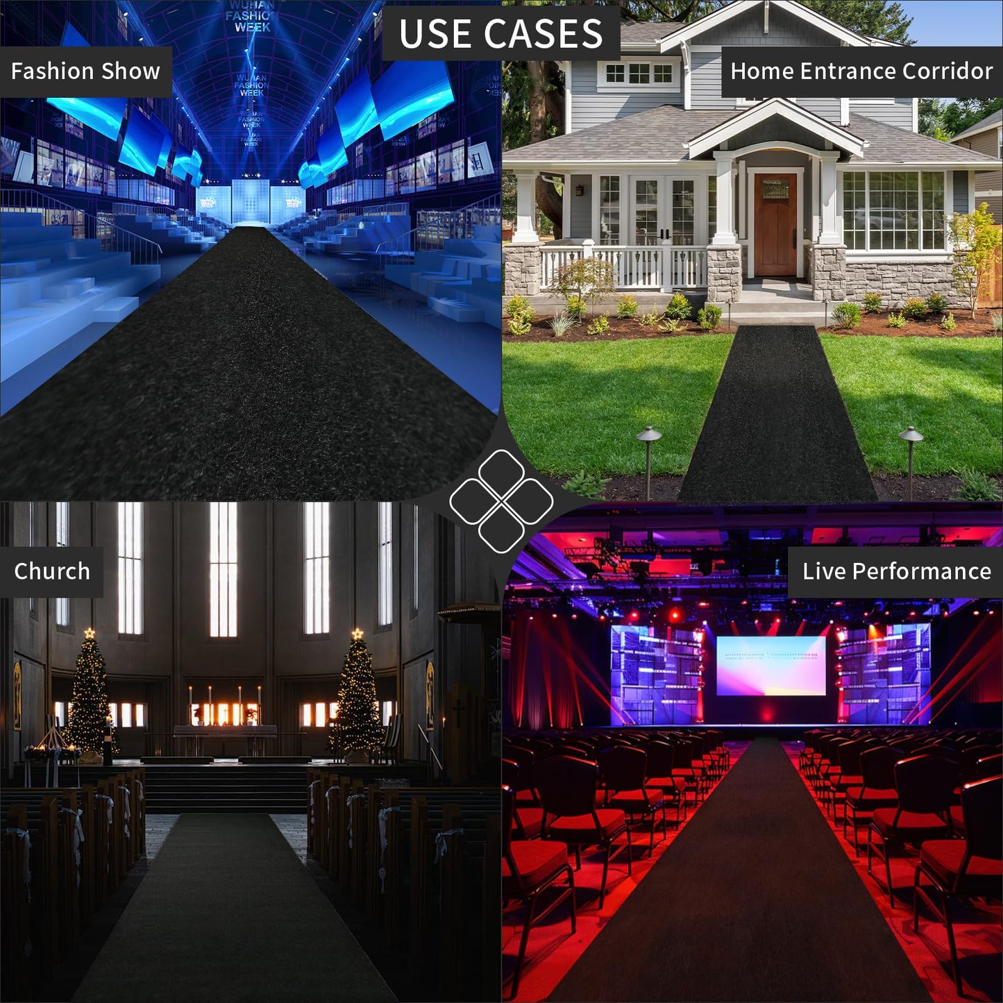 Black Carpet Runner 3x10 ft – Extra Thick 450 GSM Non-Slip Waterproof Aisle Rug for Weddings, Parties, Events, Banquets & Proposals