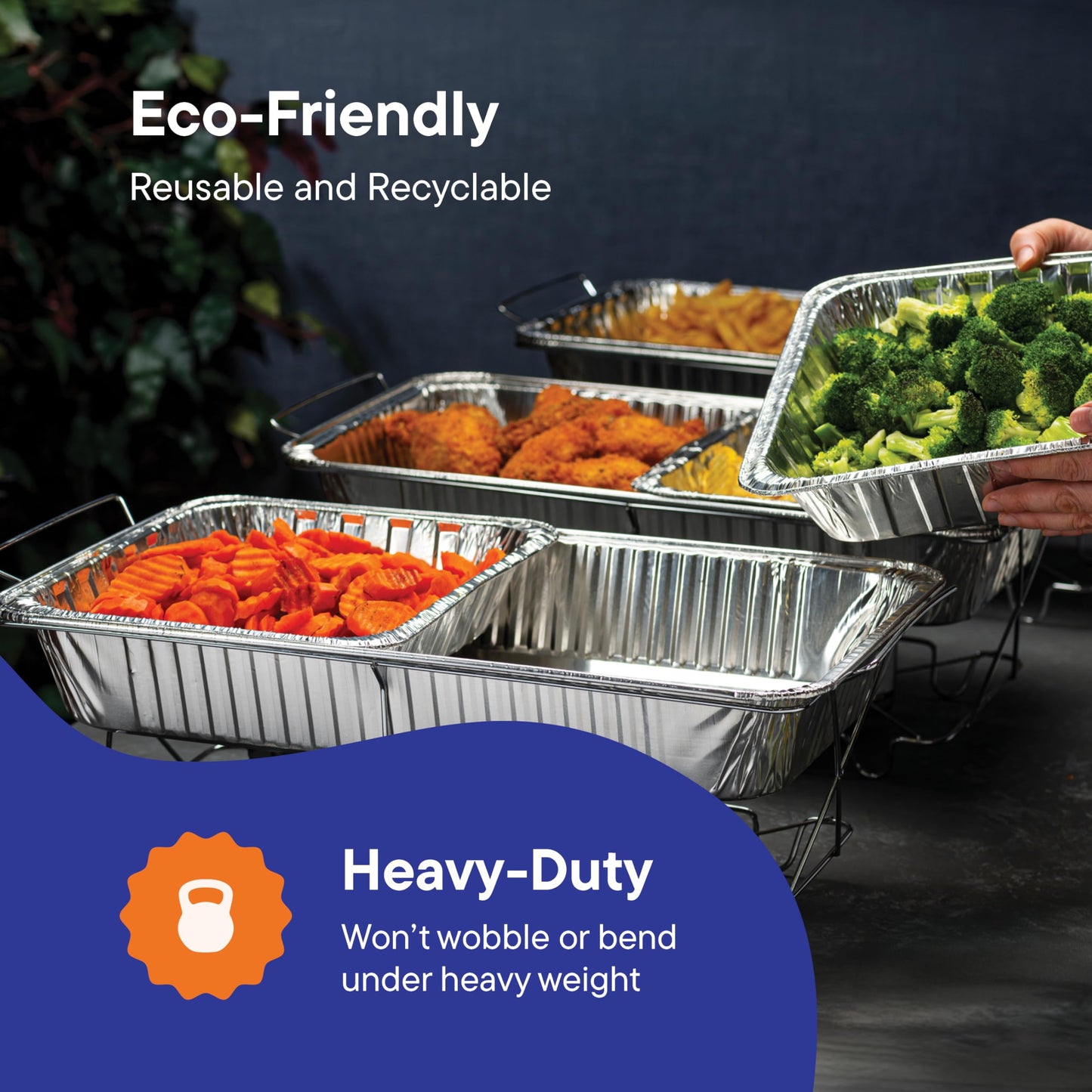 Full Size Large Aluminum Pans, Disposable Foil 21x13 Deep [20-Pack] Steam Table Chafing Pan - Extra Heavy Duty Durable Tray - Great for Roasting, Cooking, Warming, Prepping and Storing Food