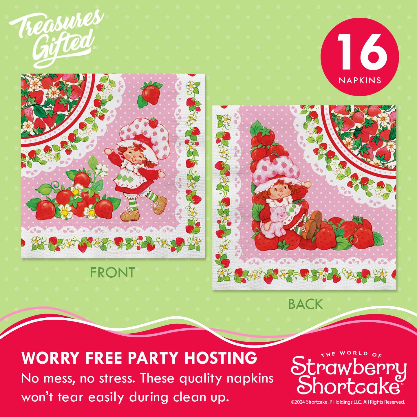 Treasures Gifted Officially Licensed Strawberry Shortcake Decorations - Serves 16 Guests - Complete Set Strawberry Shortcake Baby Shower Decorations - Birthday Party Supplies Accessories