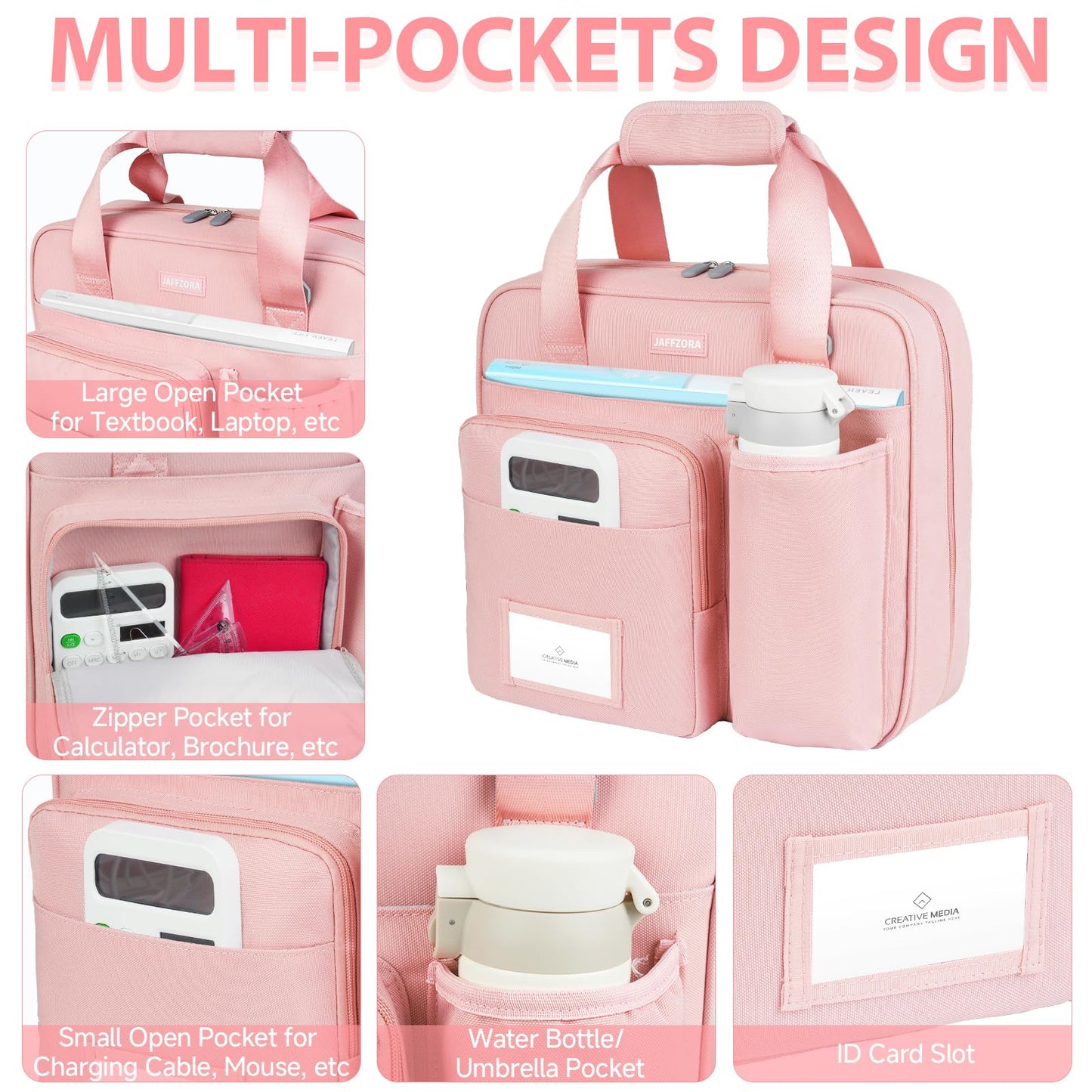 3 Ring Zipper Binder Bag, 3 Inch D-Ring 700 Sheet Capacity, Portable File Organizer with Removable Shoulder Strap & Multiple Pockets for School Office Travel Summer Study Back to School,Pink