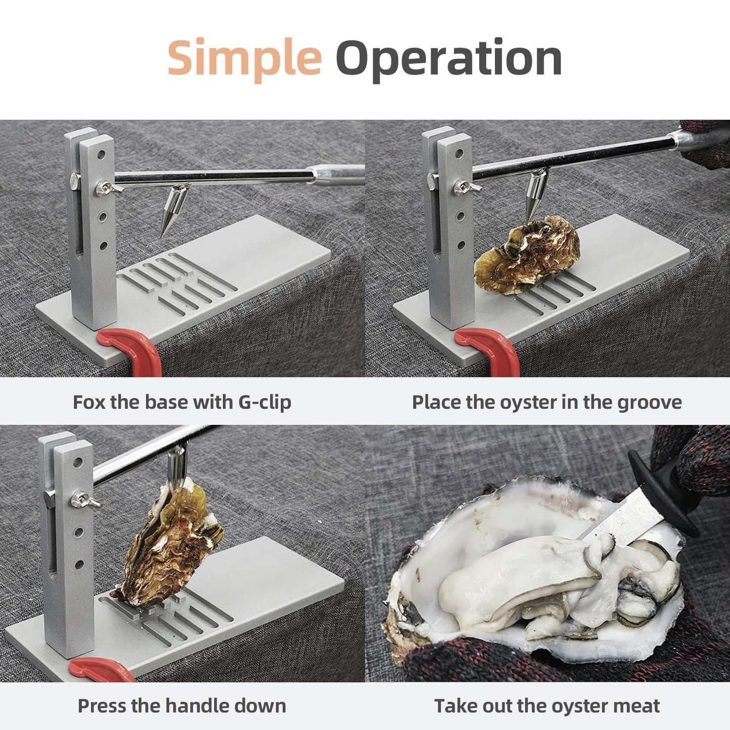 Stainless Steel Oyster Shucker Tool,Portable Oyster Shucking Knife,Easy to Use Oyster Knife,Oyster Opener Machine for Home Use,Including Two Oyster Shucking Knife,a pair of Glove and one G-Clamp.
