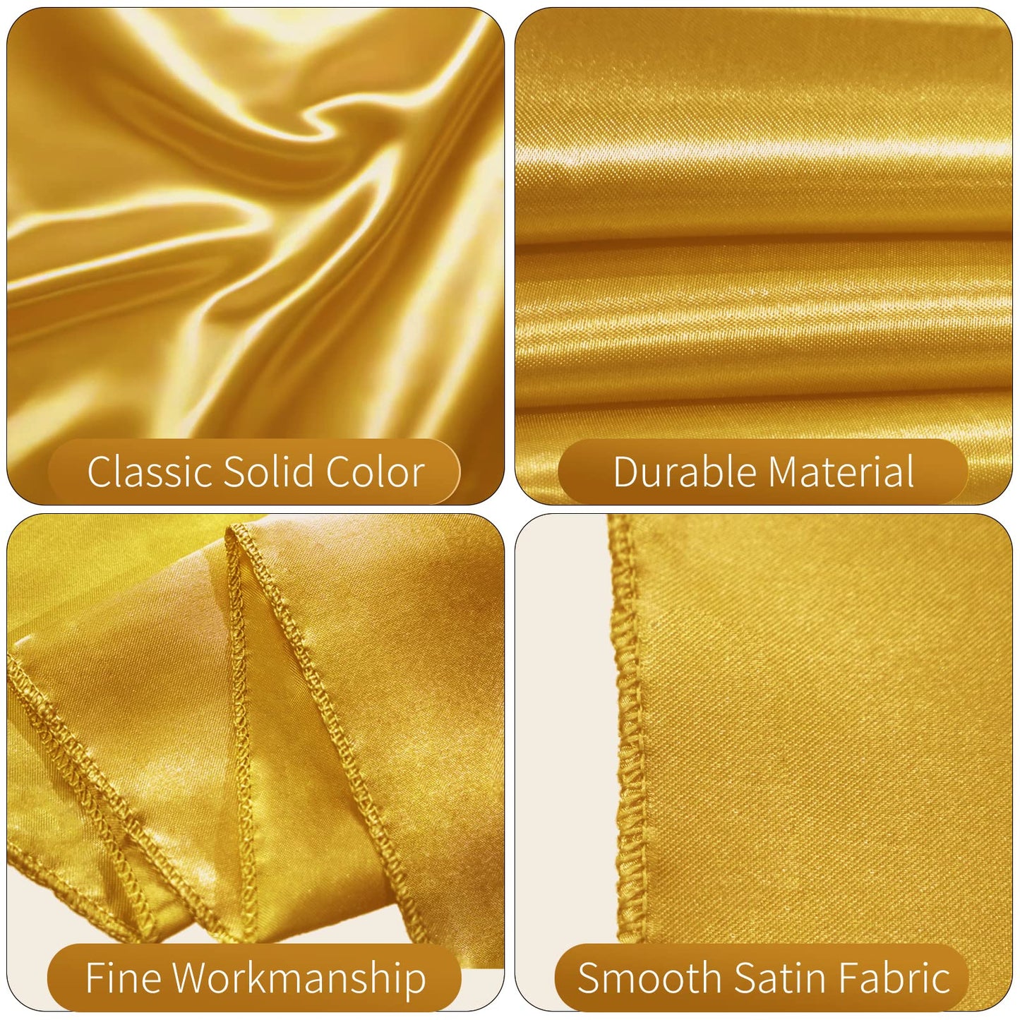 12 Pack Satin Polyester Tablecloth Rectangle Table Cloth Bright Silk Tablecloth Smooth Fabric for Wedding Banquet Party Events Birthday Celebration Anniversary Engagement Table Decor(57"x108",Gold)