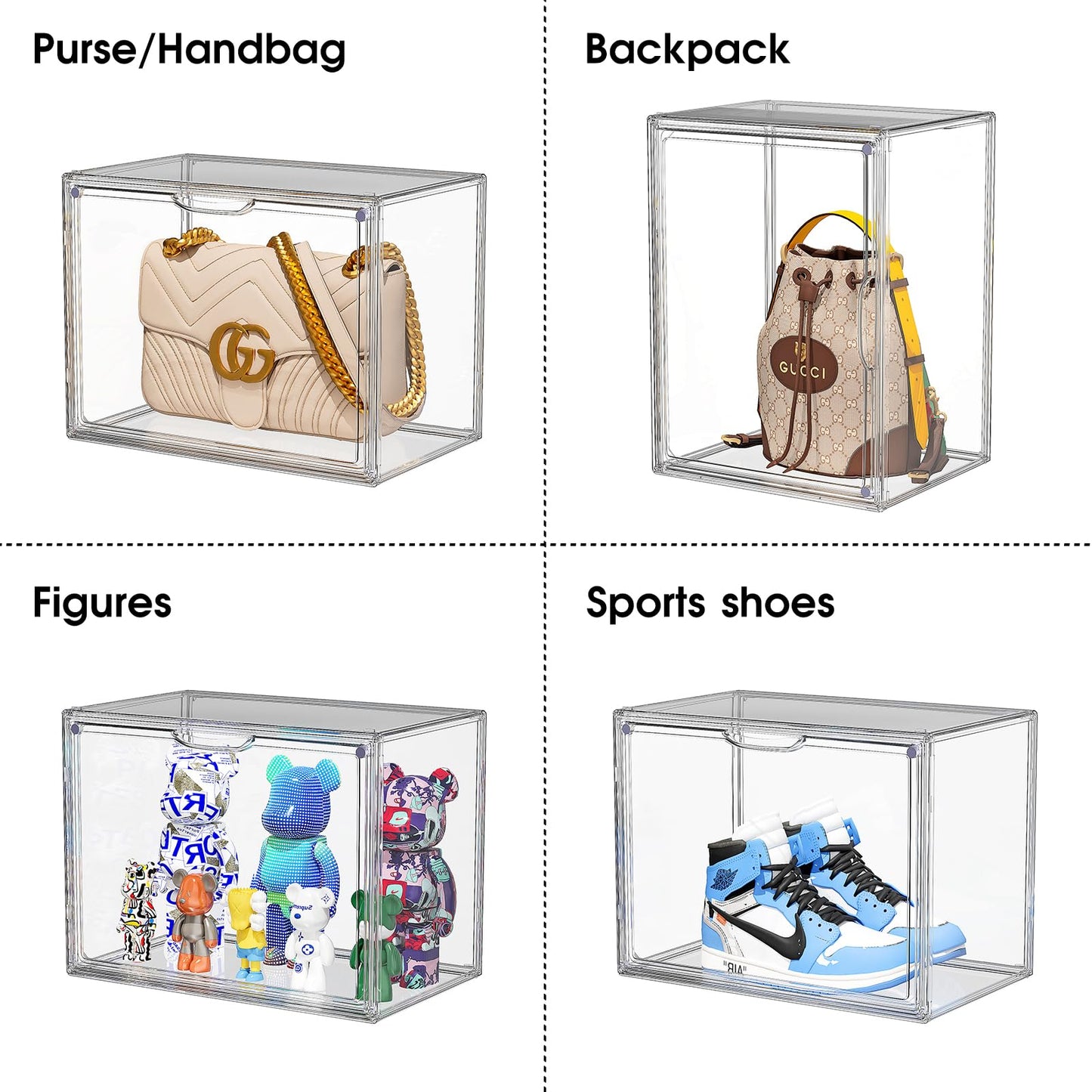 ZHAIXIAONIAN Boot Storage Organizer Tall Boots Boxes 3 Pack Clear Plastic Stackable Boot Organizers and Storage, Shoe Organizer Box, Shoe Bin Container, Acrylic Display Case for Entryway, Closet