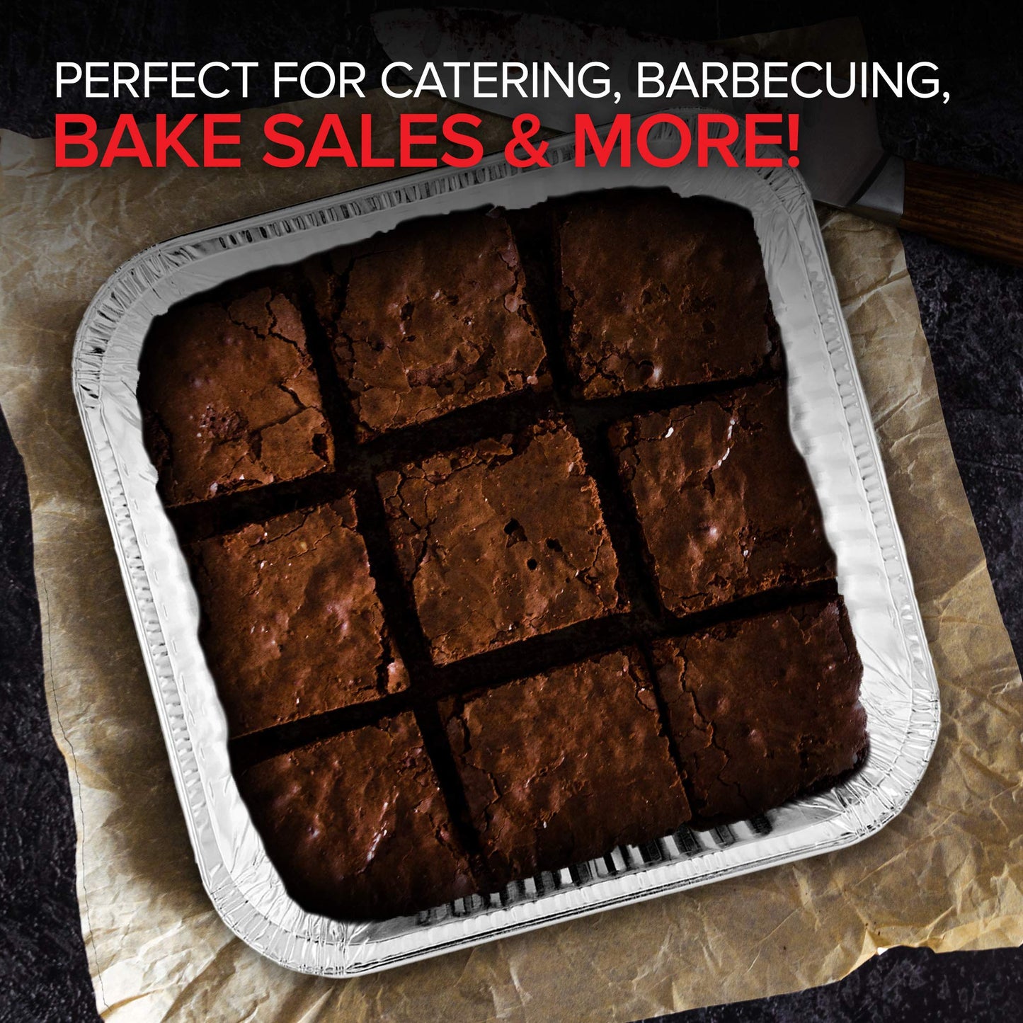 Stock Your Home 8” Square Foil Pans with Lids (50 Pack) - Foil Cake Pans with Covers - Aluminum Baking Pans - Disposable Cake Pans - 8 Inch Square Pans - Disposable & Recyclable Pans with Lids