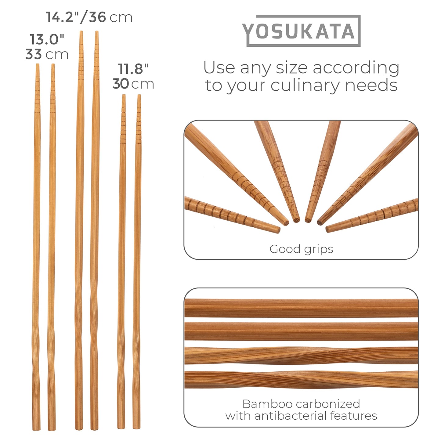 YOSUKATA Pre-Seasoned Wok Utensils Set - Blue Carbon Steel 17-inch Wok Spatula, Wok Ladle, 3 pairs Chopsticks - Durable Asian Cooking Tools
