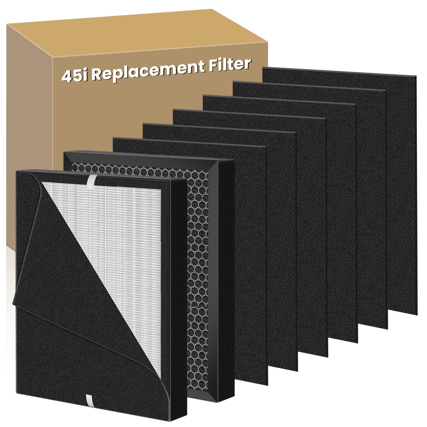 2 PACK 45i Replacement Filter Compatible with Alen BreatheSmart Flex Bh400 & 45i Air Purifier, 2 Hepa+6 Carbon Filter, 3-in-1 45i HEPA Filter+ Activated Carbon Pre Filter, B4-Pure/ Fl40