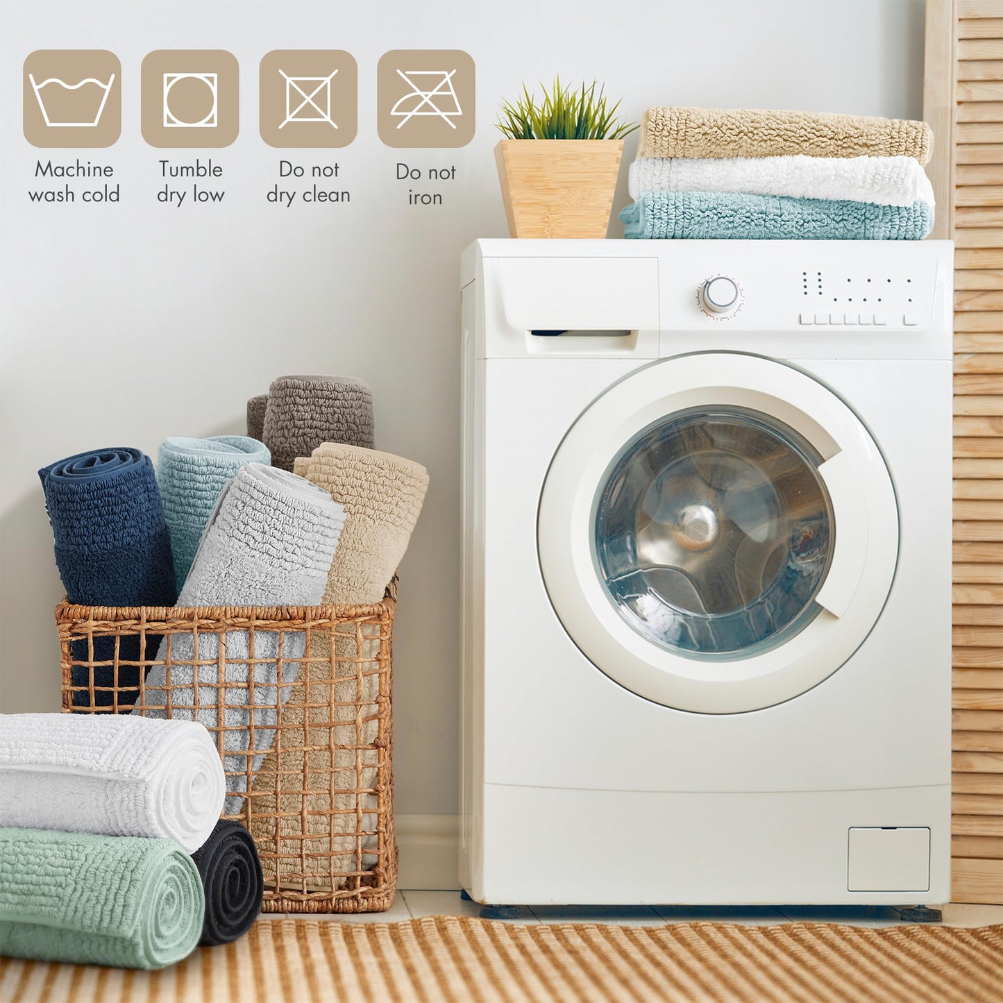 Madison Park Splendor Reversible 100% Cotton Tufted Bathroom Rug-3000 GSM Hotel Quality Luxurious Plush Medium Pile Bath Mat Absorbent, Quick Dry, Shower Room Décor, 24x60 Natural