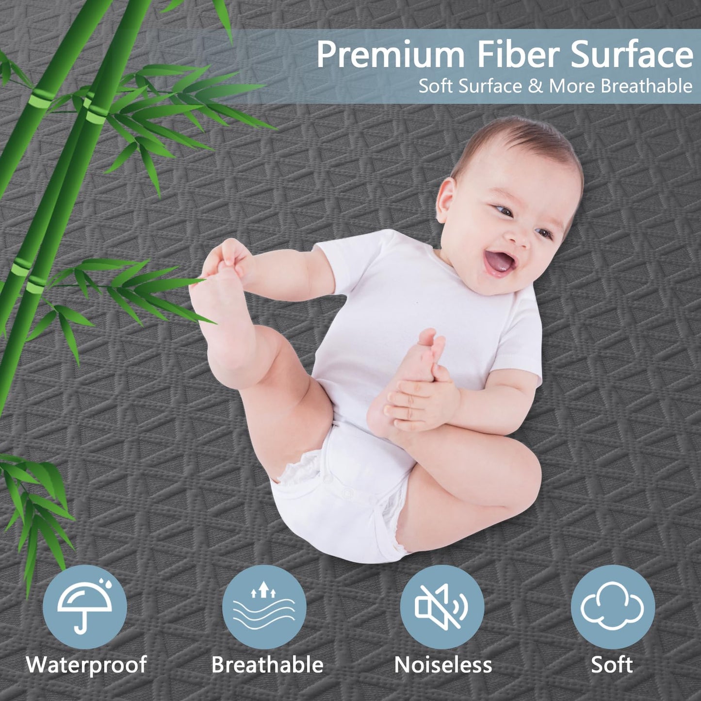 Premium Waterproof Mattress Protector King Size, Breathable Bed Cover 3D Air Fabric Cooling Mattress Pad Cover Smooth Soft Noiseless Washable, 8''-21'' Deep Pocket (Gray)