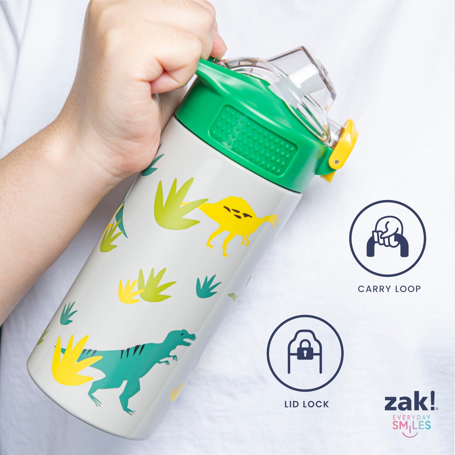 Zak Designs Disney and Pixar Toy Story Sage Kids Water Bottle For School or Travel, 14oz Stainless Steel Water Bottle With Straw, Handle, and Leak-Proof, Pop-Up Spout Cover (Woody, Buzz & Friends)