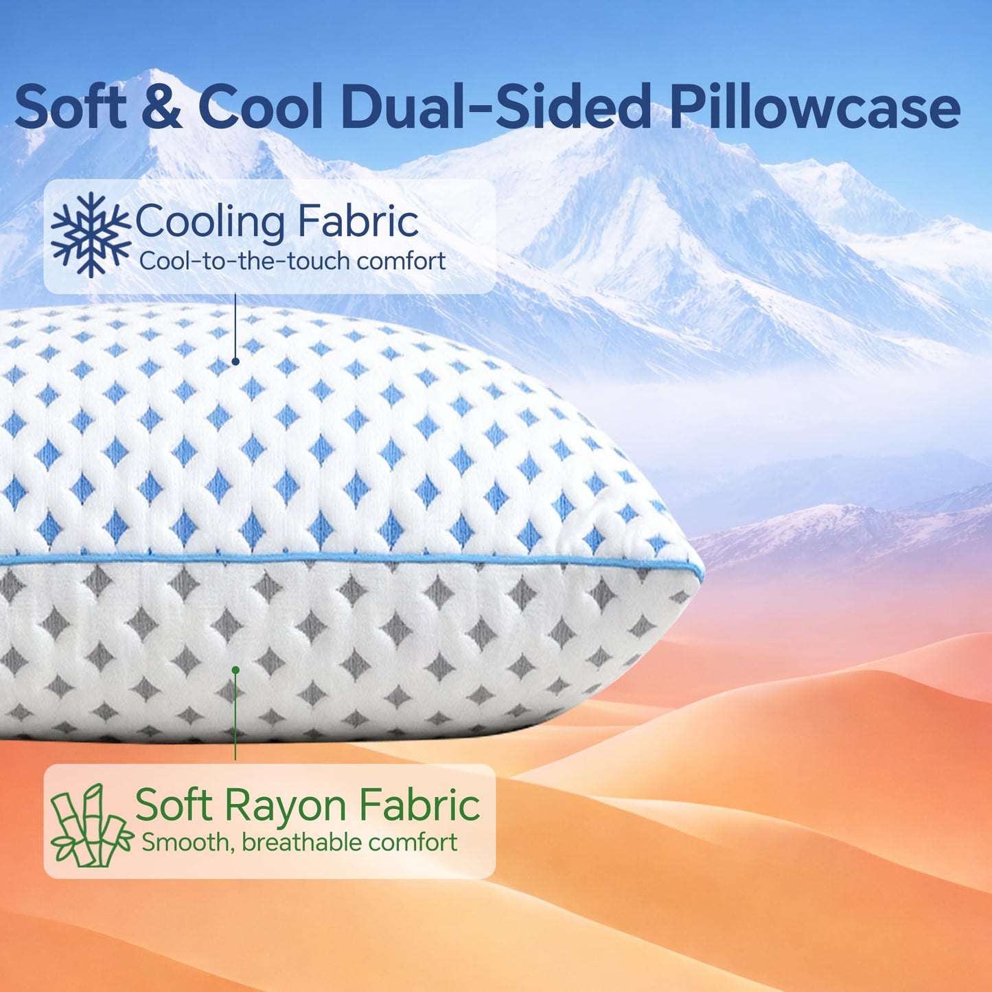 ezepilw King Size Pillows Set of 2 for Sleeping, Cooling Adjustable Memory Foam Pillows, Dual Fill Design Helps Maintain Shape, Breathable Washable Cover