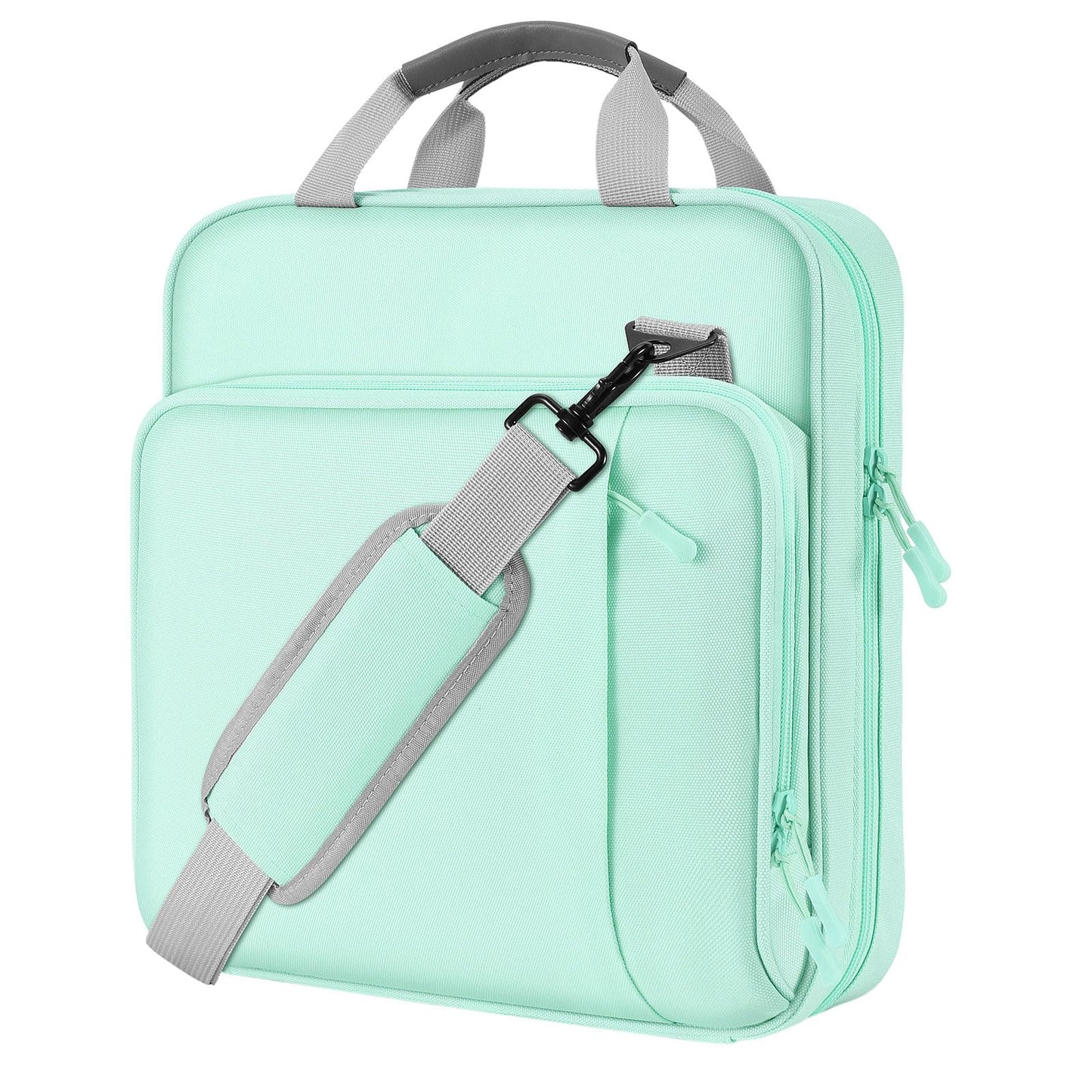 MoKo Zipper Binder, 2 Inch 3 Ring Binder with Zipper, 500 Sheet Capacity Zip Up Binders with Shoulder Strap Handle, Multi-Pocket Zip Up Binders for Middle School Student, Mint Green