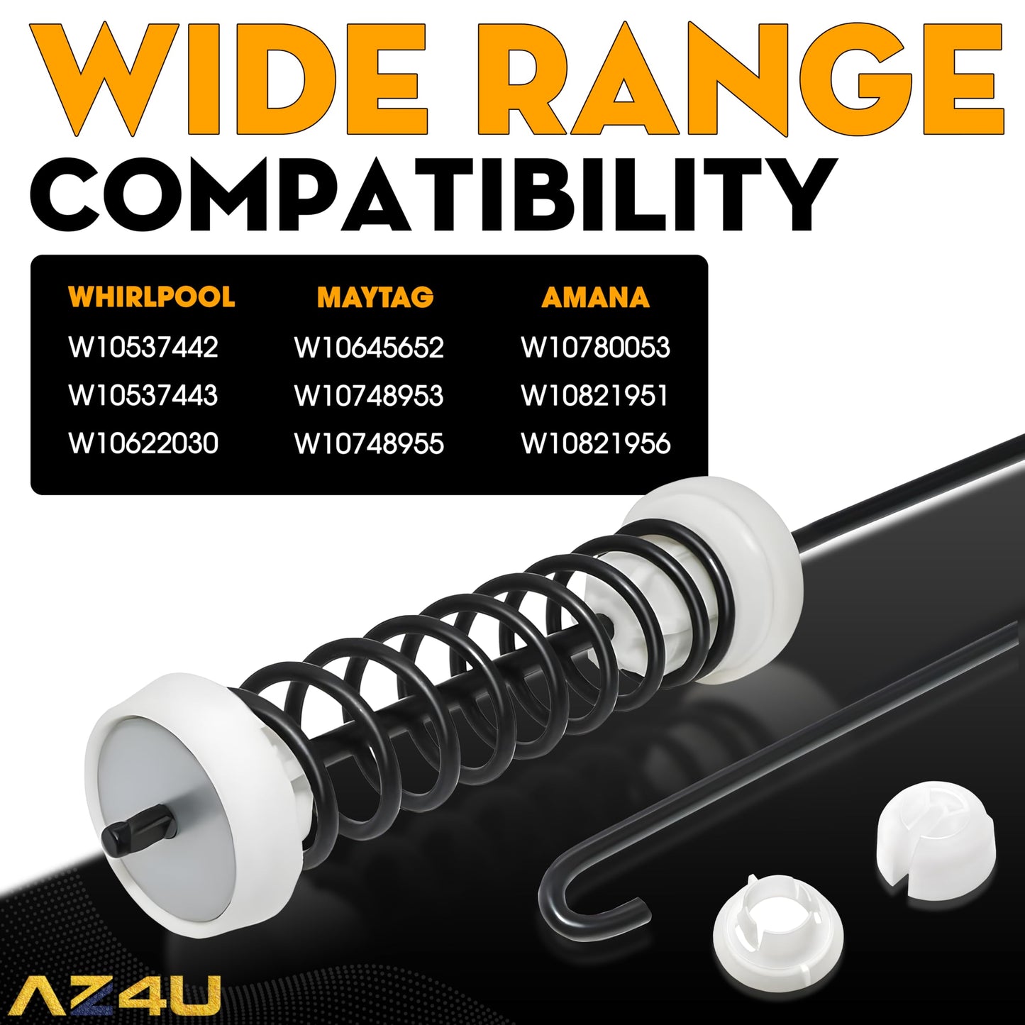 4Pcs Washer Suspension Rod Kit Replaces For Amana NTW4605EW0 NTW4516FW1 NTW4516FW2 NTW4516FW3, Whirlpool WTW4800BQ0 WTW4800BQ1 WET4027HW0 WTW4616FW2 WTW4815EW0 WTW4815EW1 WTW4816FW1 WTW4816FW2 Washer