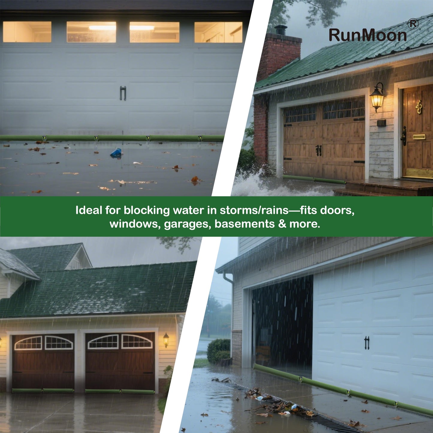 Upgraded Extra-Thick Reusable Flood Sandbags - Double-Stitched Canvas, Leak-Proof Closure | Multiple Sizes (3ft-10ft) for Water Barrier & Flood Protection (10ft (Upgraded) 4-Pack)