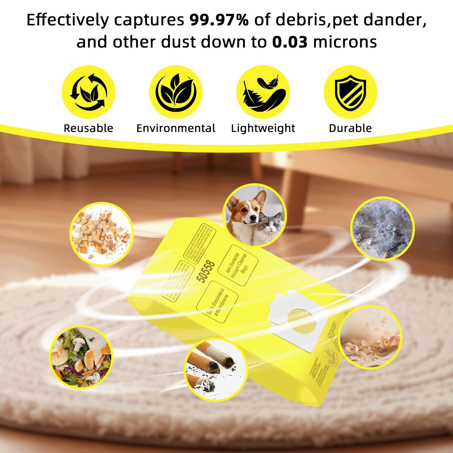 45 Pack Vacuum Cleaner Bags Replacement for Kenmore Canister Type C/Q 5055 50558, Type C-5 C-18,200 series, 400 series, 600 series, 700 series, 800 series Vacuums
