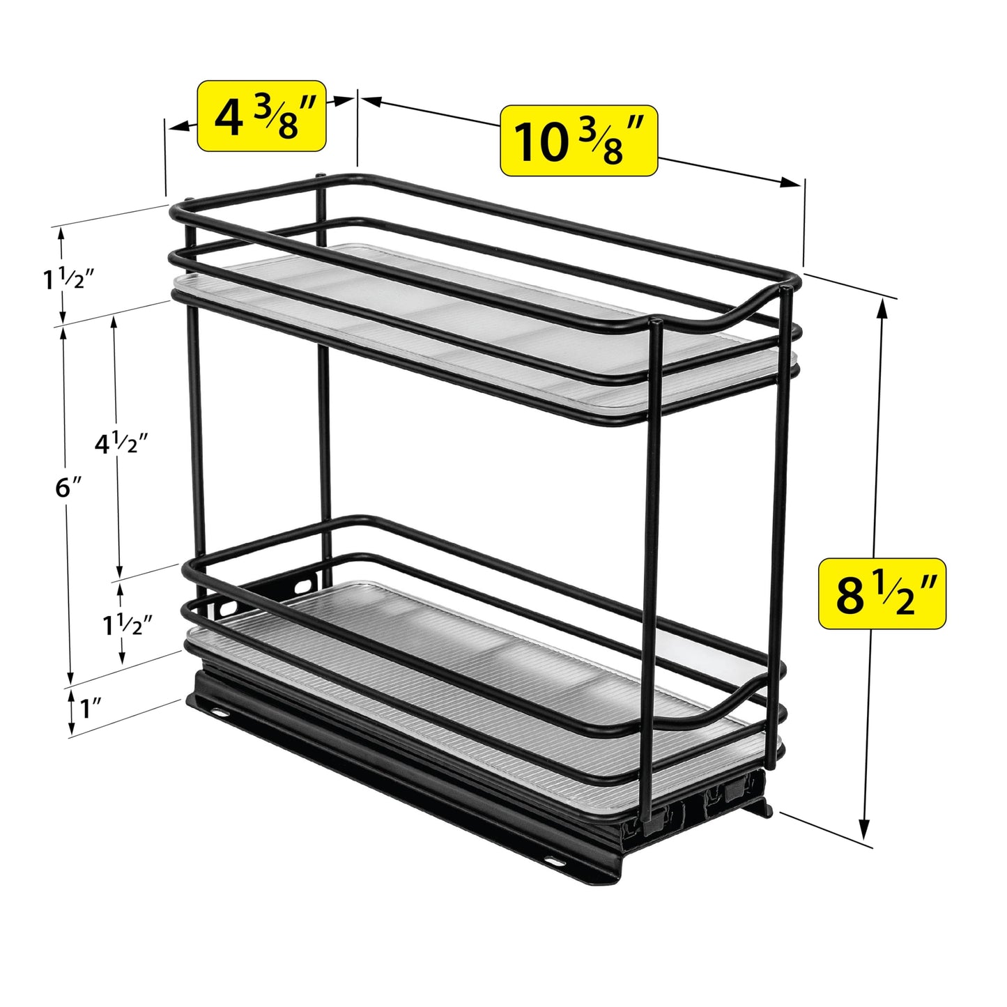 LYNK PROFESSIONAL® Pull Out Spice Organization for Cabinets - 4-3/8 inch Wide – Spice Rack for Inside Cabinets, Slide Out Spice Rack Organizer for cabinet – Pull Out Spice Rack, Sliding 2 Tier Black