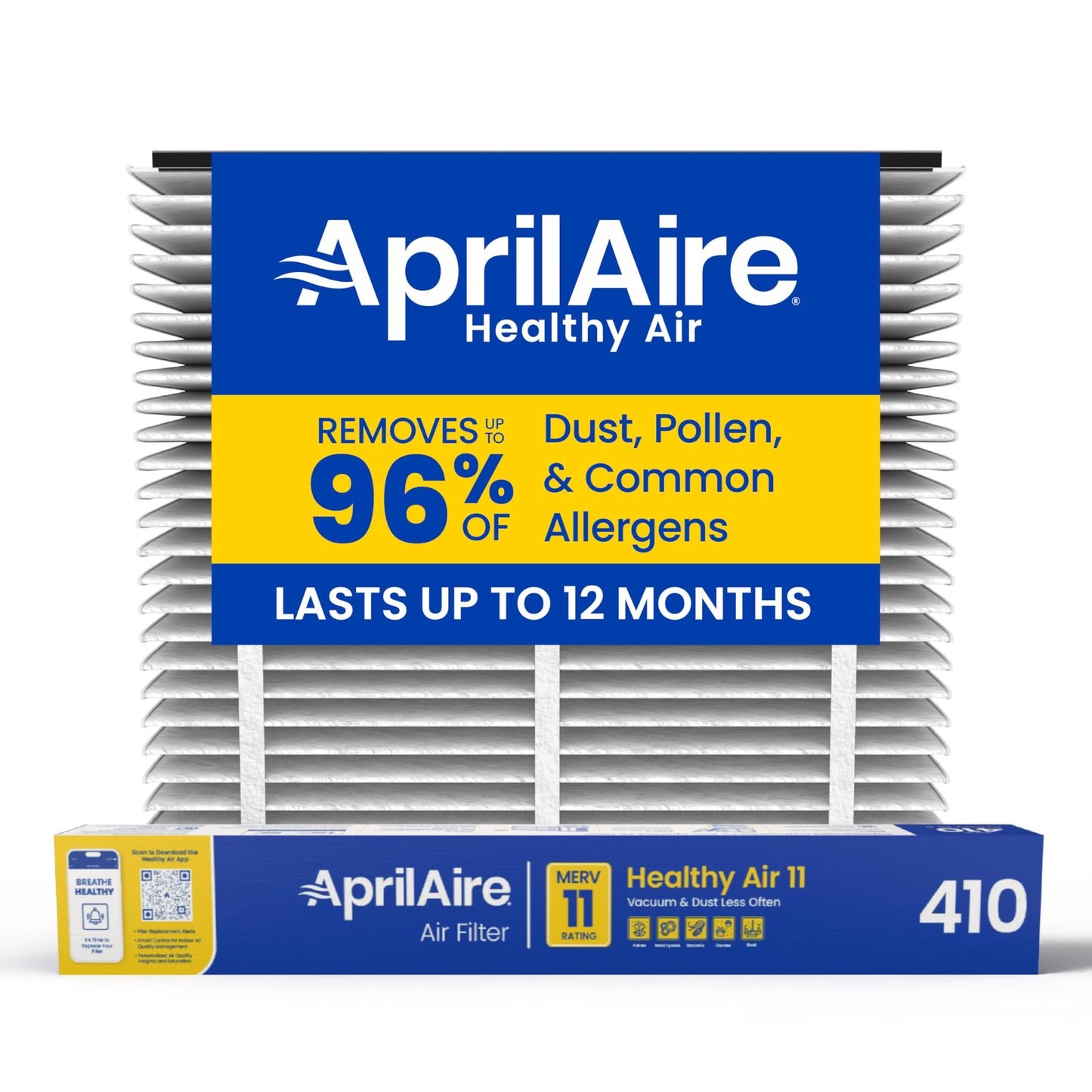 Genuine AprilAire 410 Replacement Filter for AprilAire Whole House Air Purifiers - MERV 11, Clean Air & Dust, 16x25x4 Air Filter (Pack of 1)