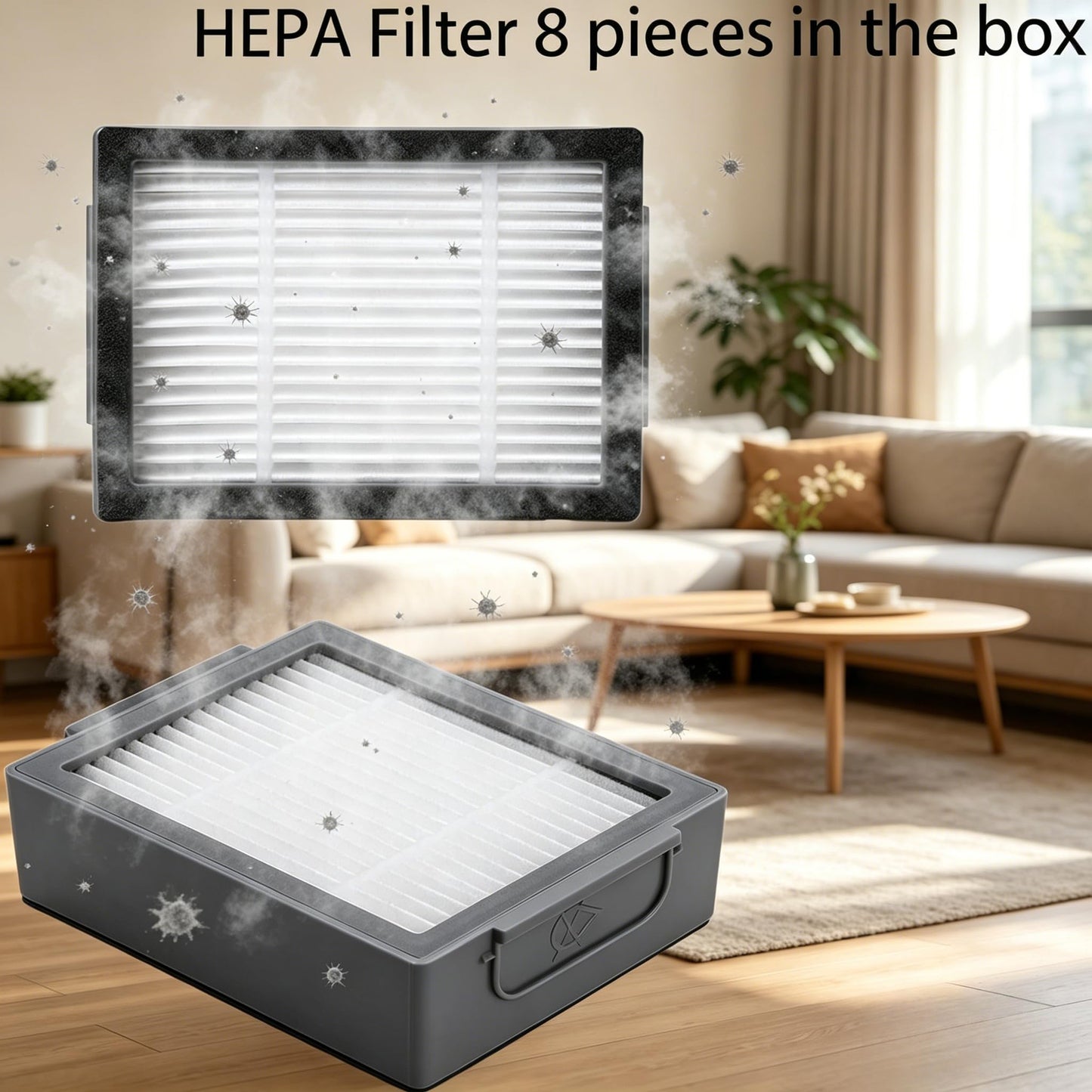 Parts accessories Compatible for iRobot Roomba e5 e6 i1 i2 i3 i4 i5 i6 i7 i8 j5 j6 j7 j8 and all Plus i e j Series Vacuum Cleaner 2 Set Roller Brushes 8 HEPA Filters 8 Side Brushes 1 caster wheel